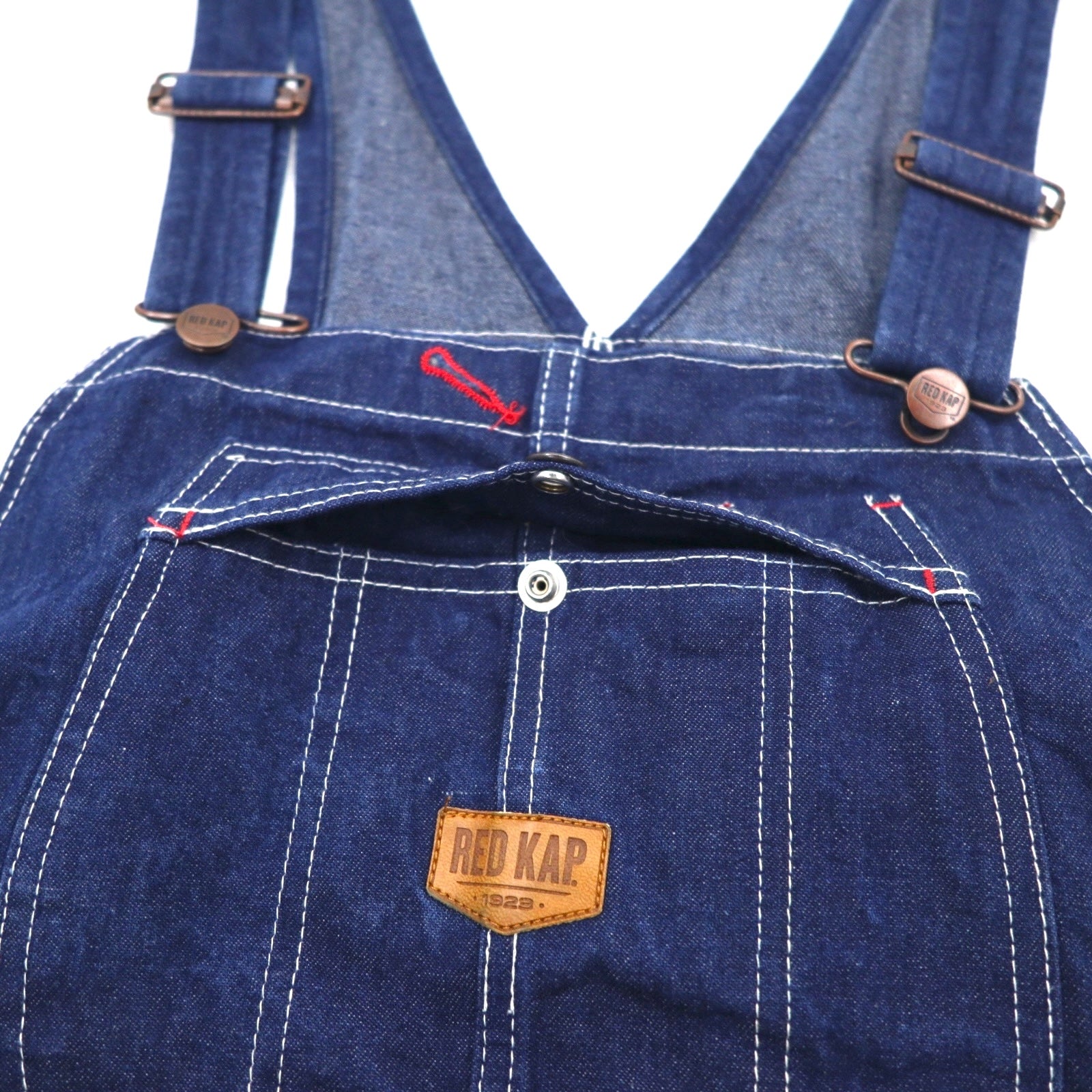 RED KAP Salopette in jeans taglia L blu indaco BD10DN Made in Mexico