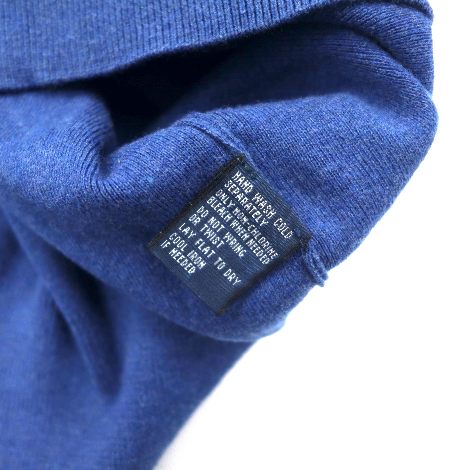 Polo by Ralph Lauren anni '90 maglione in cotone pima scollo a V L blu ricamo piccolo pony