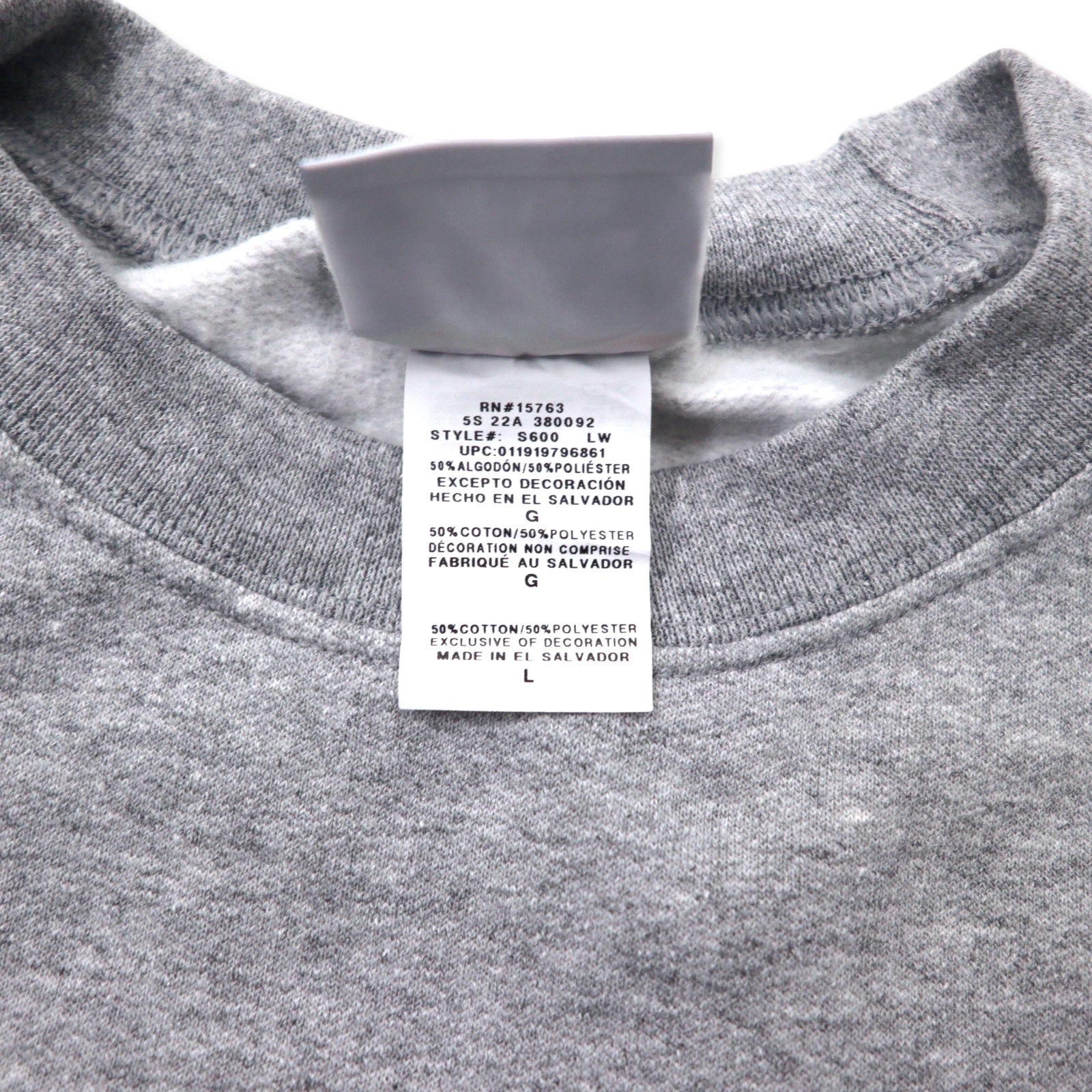 Felpa girocollo Champion ECO 2XL grigia cotone felpata ricamo MINIMIZE RISK made in El Salvador