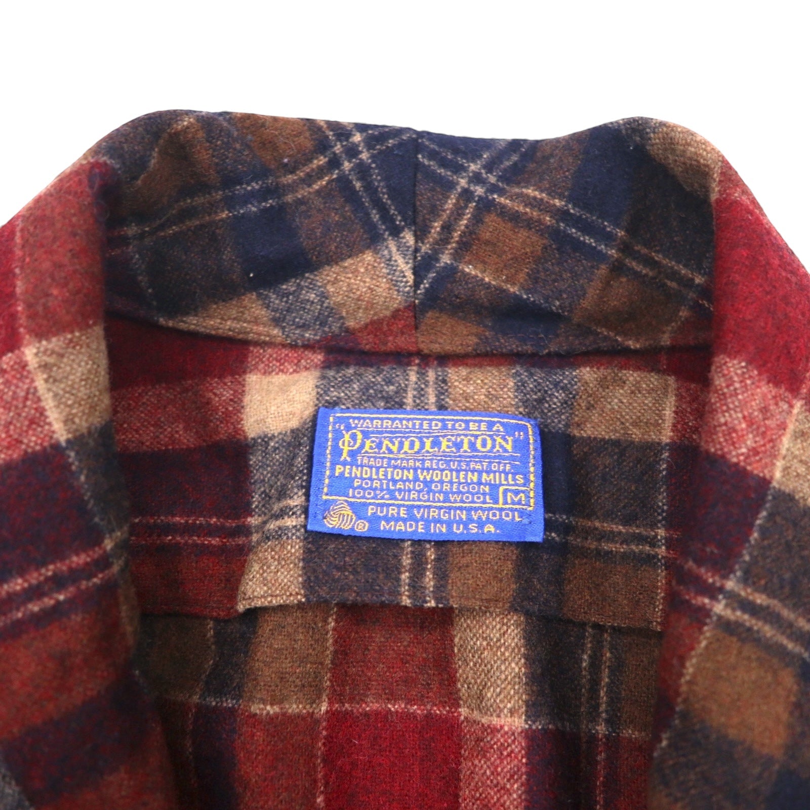 PENDLETON 70年代 USA製 ヴィンテージ ガウンコート ショールカラー ローブ M レッド ピュアバージンウール タータンチェック