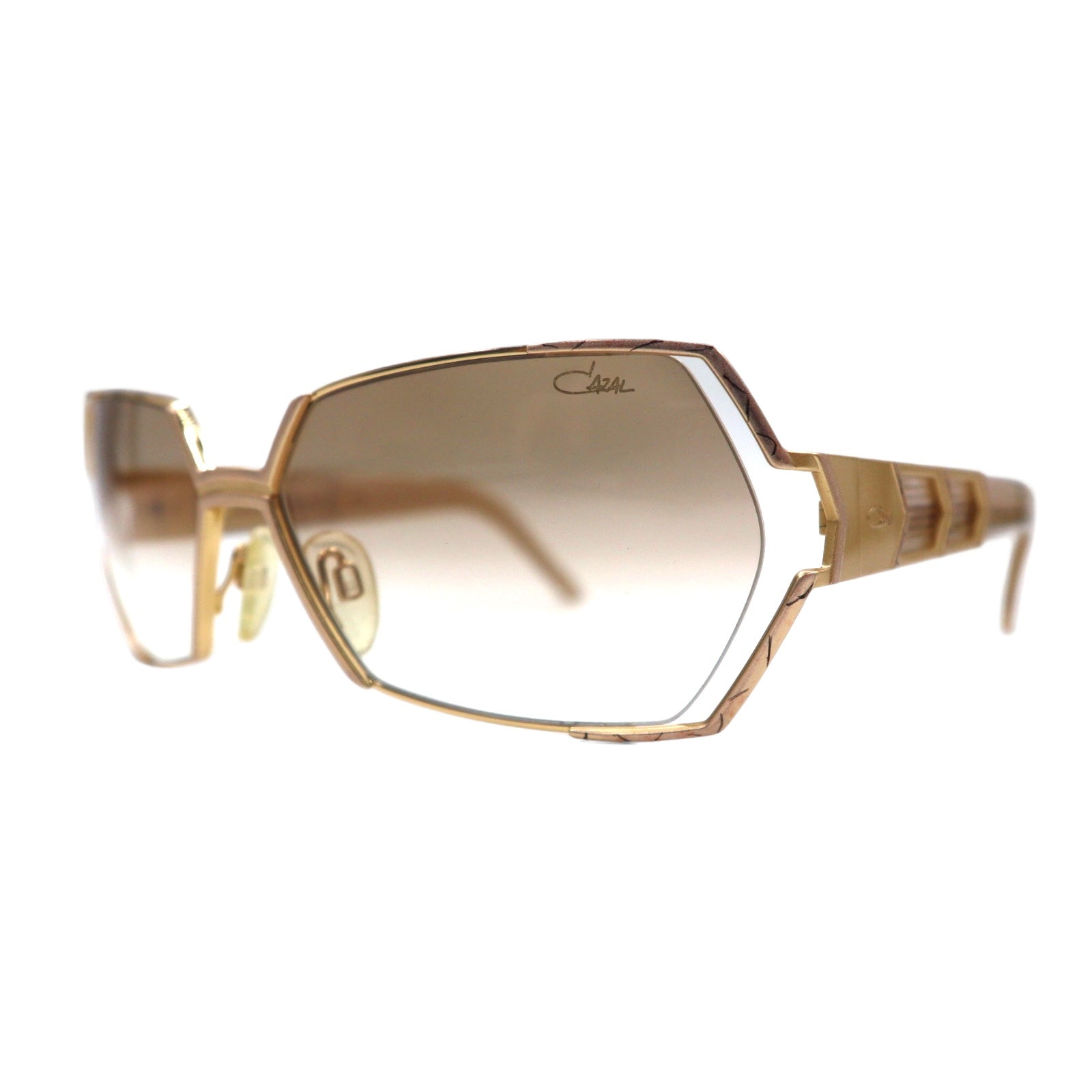 CAZAL Occhiali da sole esagonali in metallo dorato, lenti sfumate, Made in Germany MOD. 940 430 61◻︎15 130