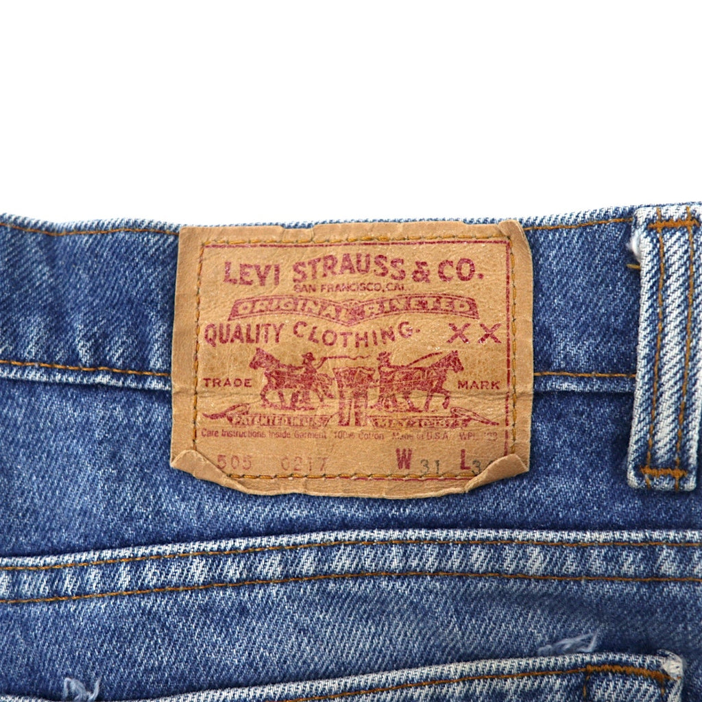 Levi's USA - Jeans anni '90 - Taglia 31 - Blu - Cotone - Bottone retro 525 - Chiusura con cerniera - Modello 505-0217