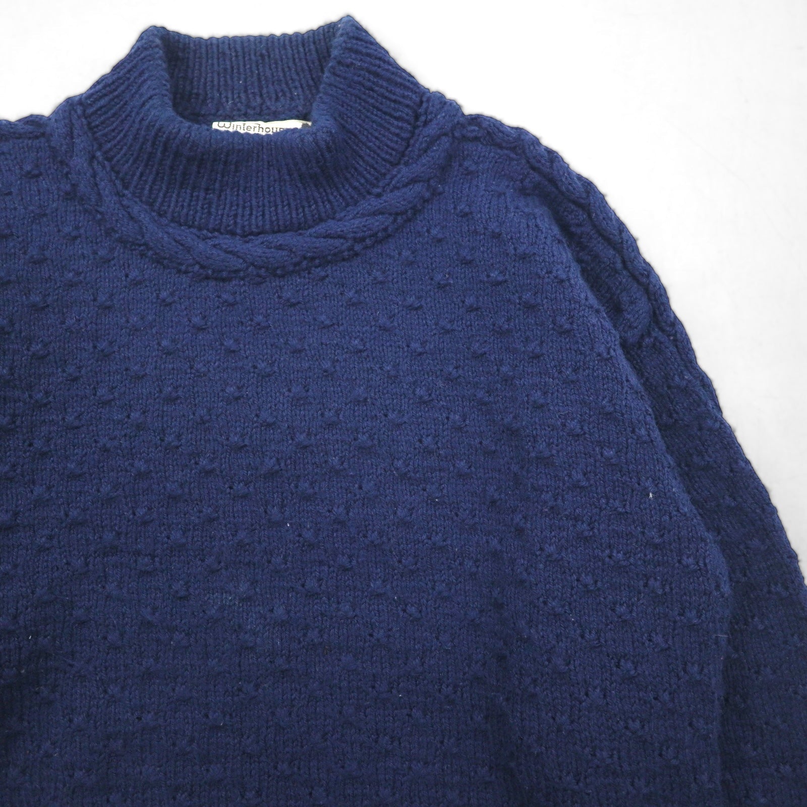 80s Vintage Fisherman Sweater ボトルネック ニット ポップコーン編み セーター XL カナダ製 80年代 Winterhouses