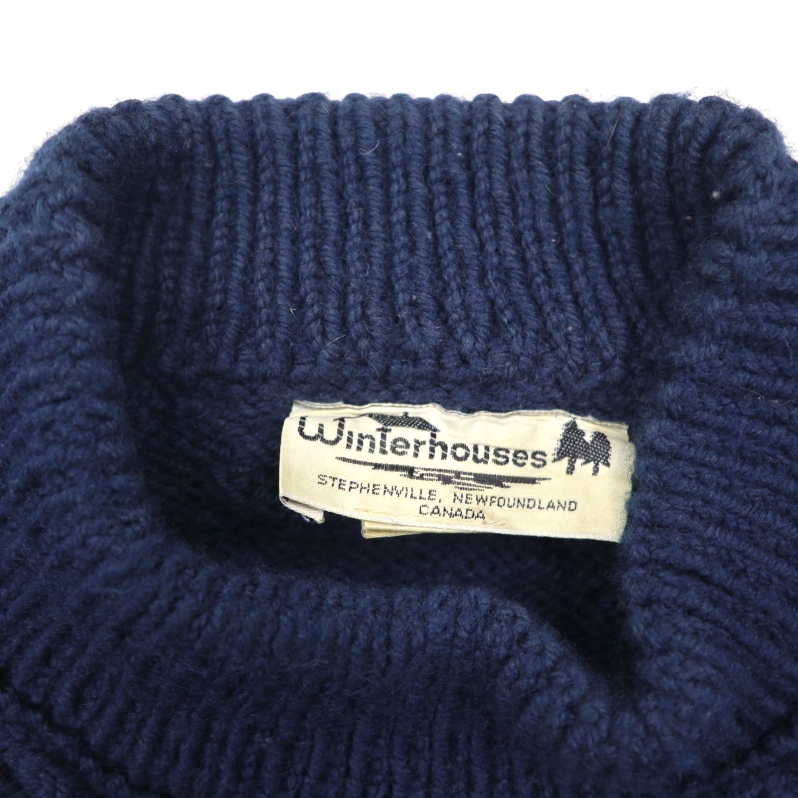 80s Vintage Fisherman Sweater ボトルネック ニット ポップコーン編み セーター XL カナダ製 80年代 Winterhouses