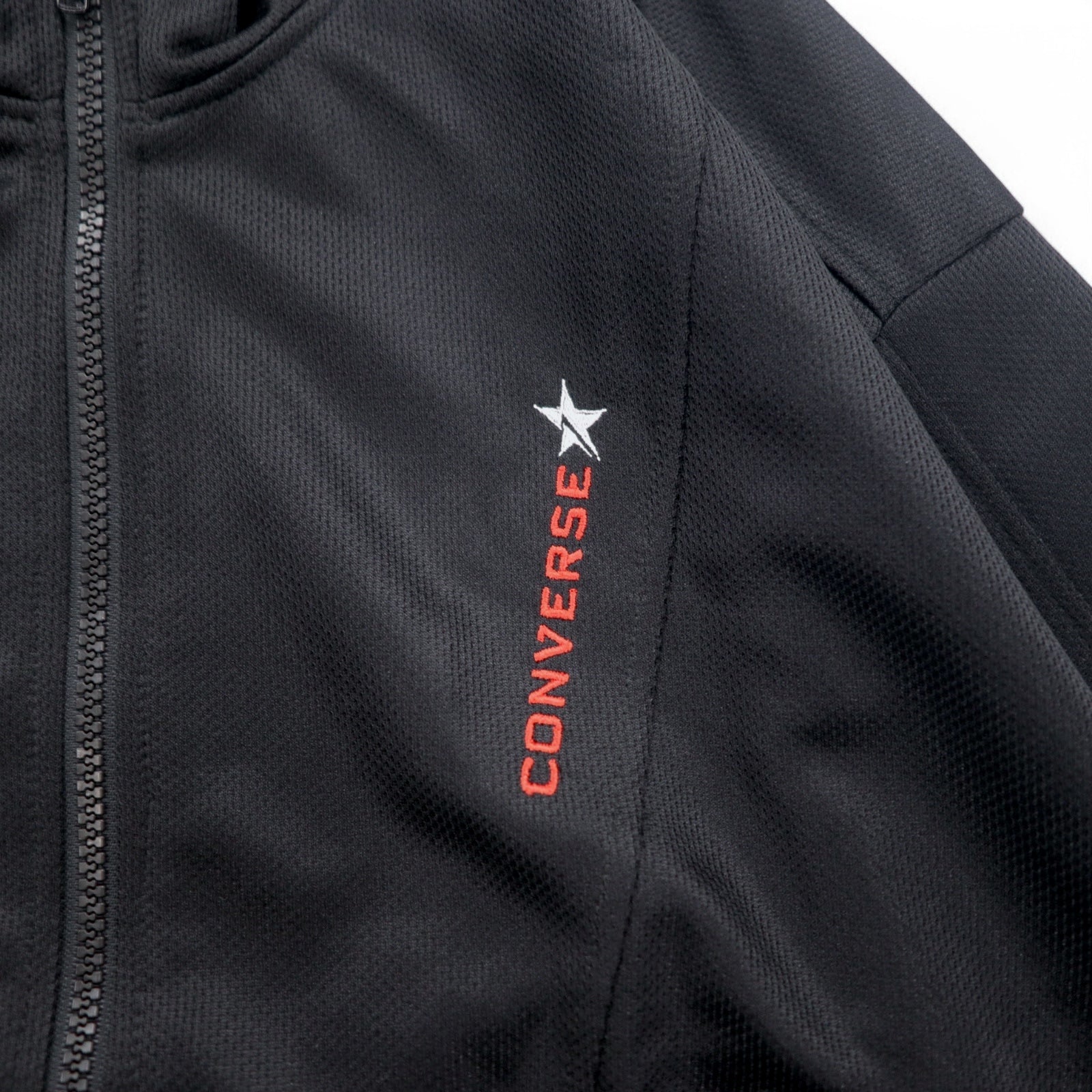 CONVERSE Anni '90 Giacca sportiva Tuta M Nero Poliestere Logo ricamato