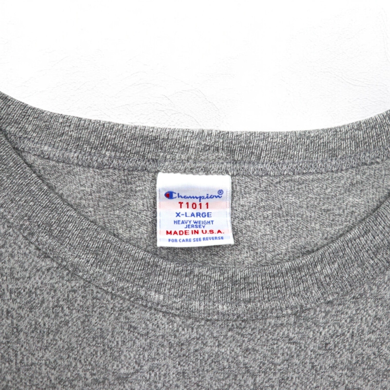 T-shirt Champion USA in jersey pesante XL grigio T1011 con etichetta ricamata