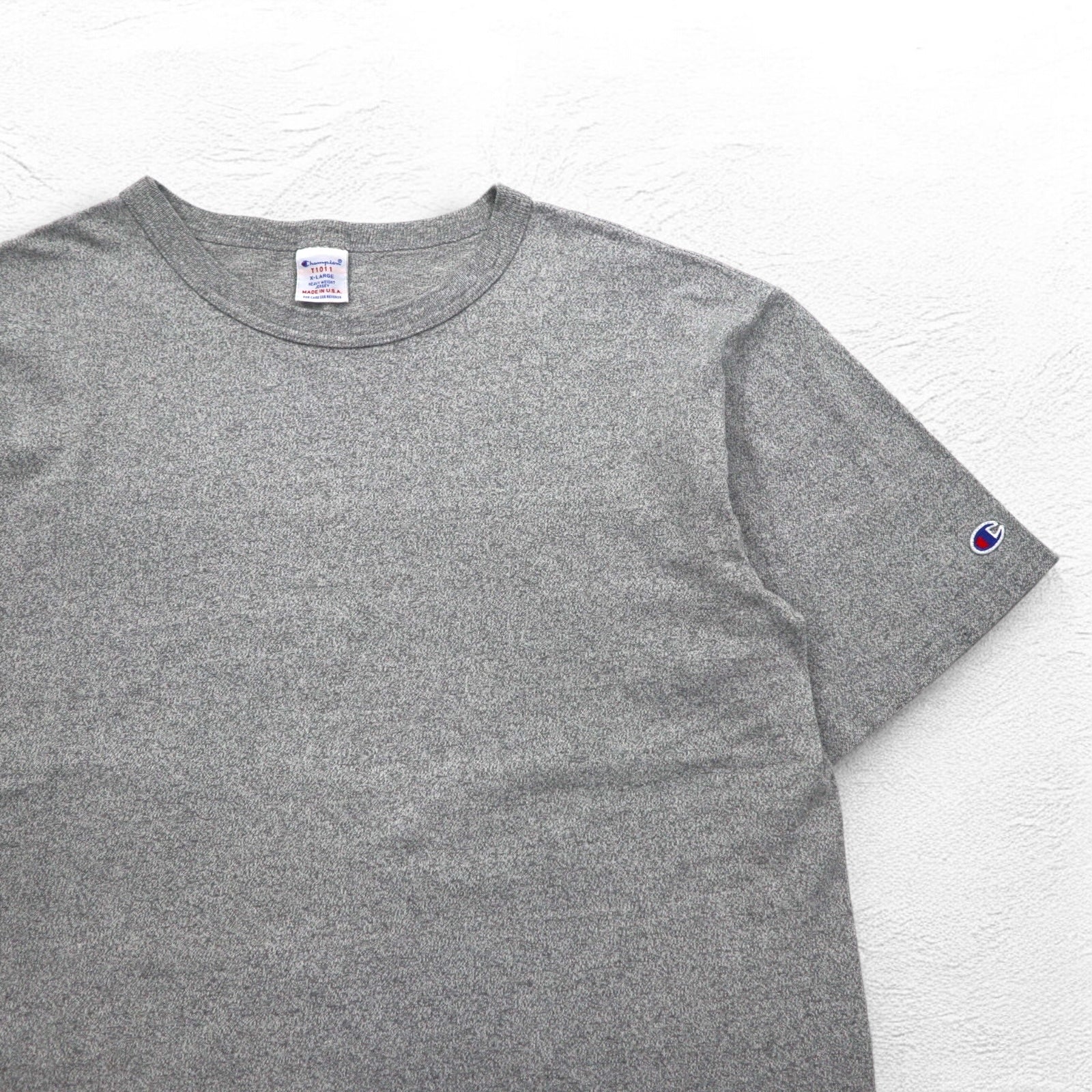 T-shirt Champion USA in jersey pesante XL grigio T1011 con etichetta ricamata