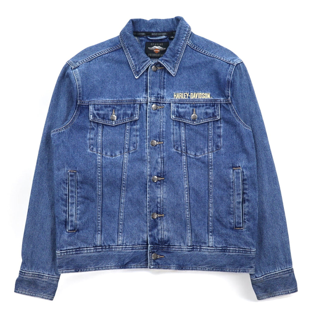 HARLEY DAVIDSON デニムジャケット Gジャン M インディゴ ブルー バックロゴ刺繍