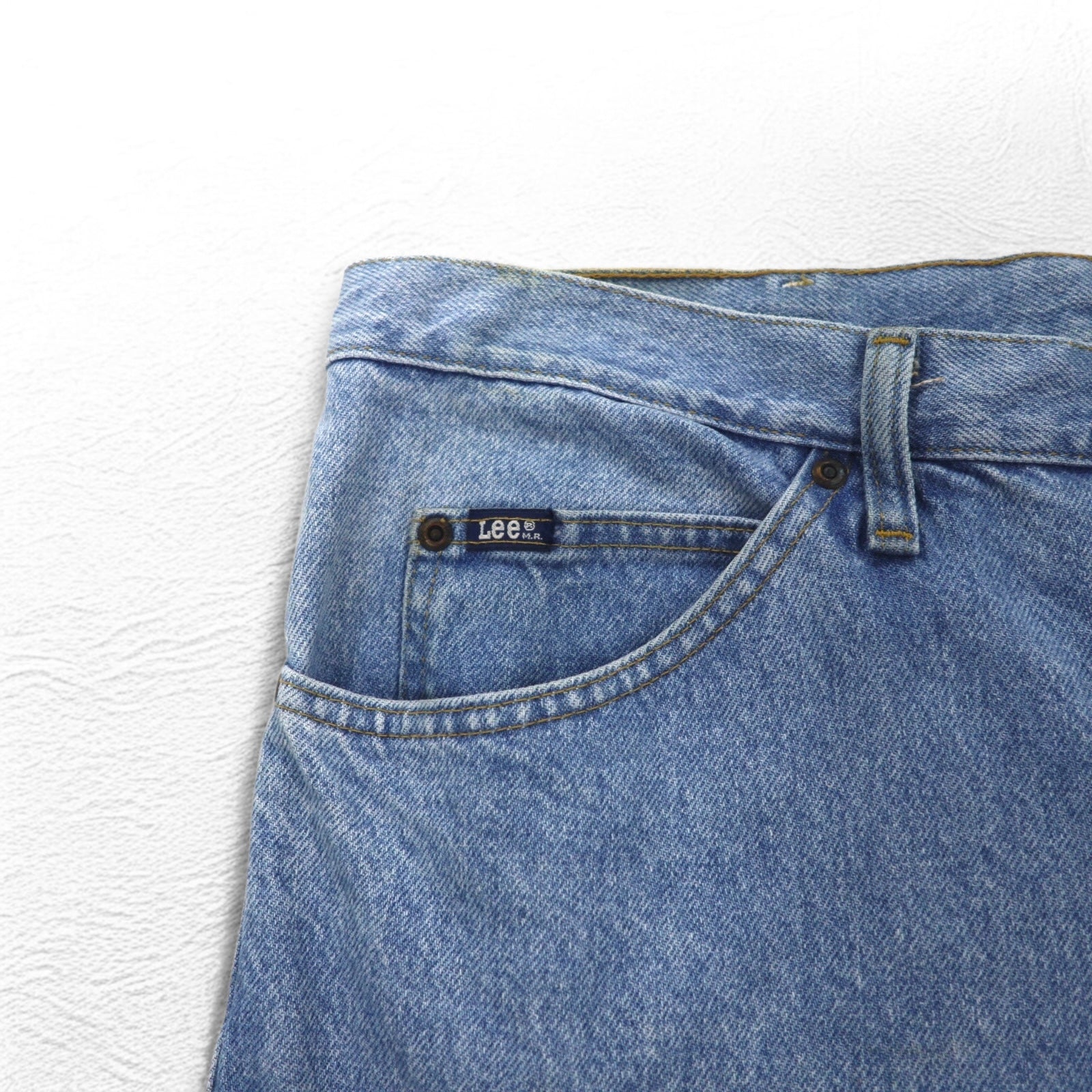 Lee, jeans denim lavati anni '90, taglia L, azzurri, chiusura con cerniera, 2008991, made in Costa Rica