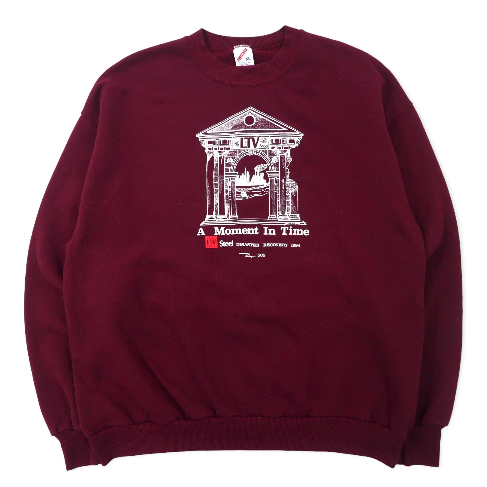 Felpa JERZEES USA 90s stampa XL bordeaux cotone garzato A Moment In Time