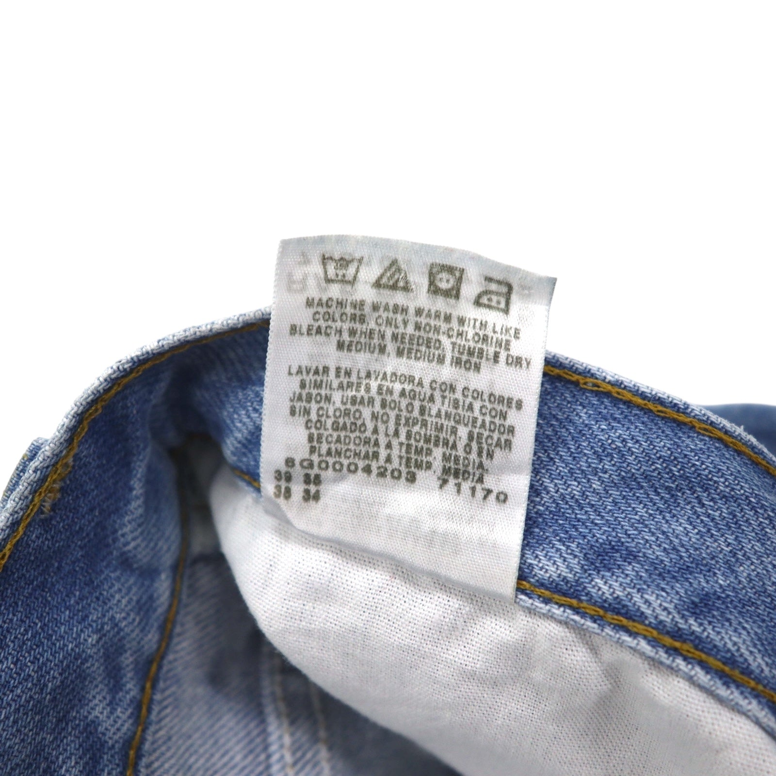 Lee, jeans denim lavati anni '90, taglia L, azzurri, chiusura con cerniera, 2008991, made in Costa Rica