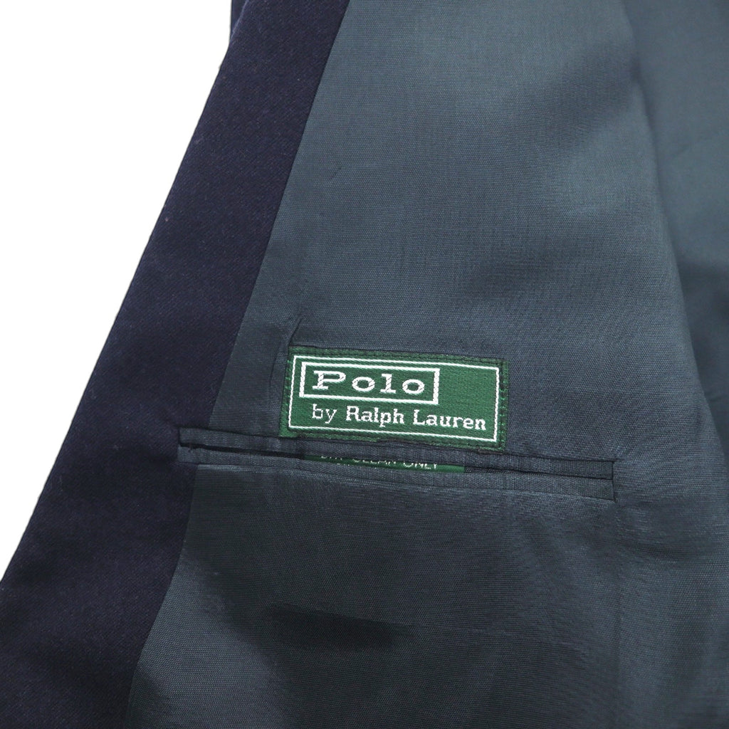 Polo Ralph Lauren 90年代 USA製 ダブル ブレザー テーラードジャケット M ピークドラペル 紺ブレ 金ボタン ギャバジン