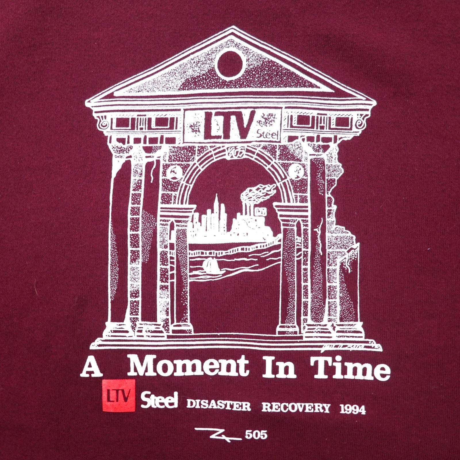 Felpa JERZEES USA 90s stampa XL bordeaux cotone garzato A Moment In Time
