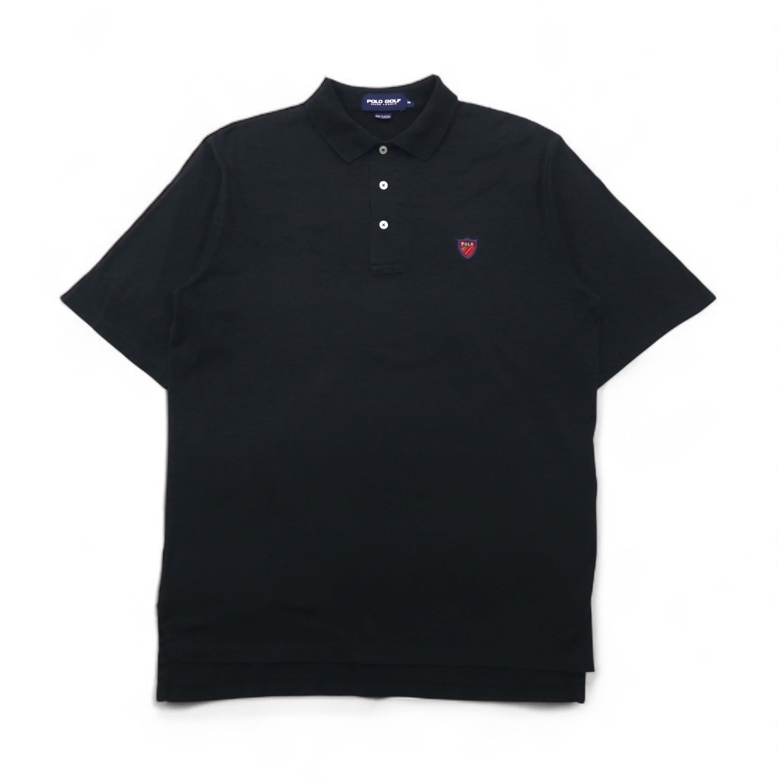 POLO GOLF RALPH LAUREN Polo anni '90 M Nero Cotone Logo ricamato Prodotto in Messico