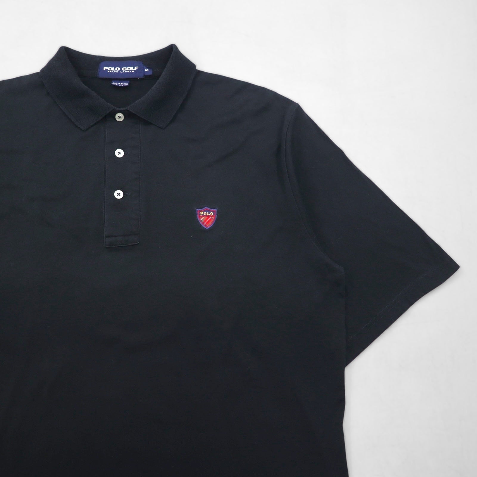 POLO GOLF RALPH LAUREN Polo anni '90 M Nero Cotone Logo ricamato Prodotto in Messico