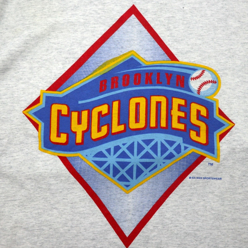 T-shirt BROOKLYN CYCLONES anni '90, stampa baseball, 3XL, grigia, FRUIT OF THE LOOM, taglia grande, Made in El Salvador