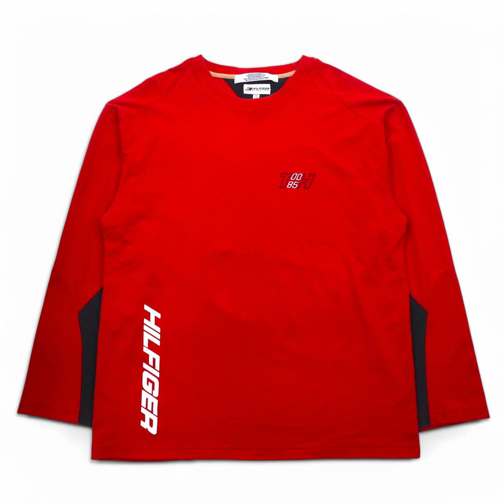 HILFIGER ATHLETICS (TOMMY HILFIGER) T-shirt a manica lunga, XXL, rosso, cotone