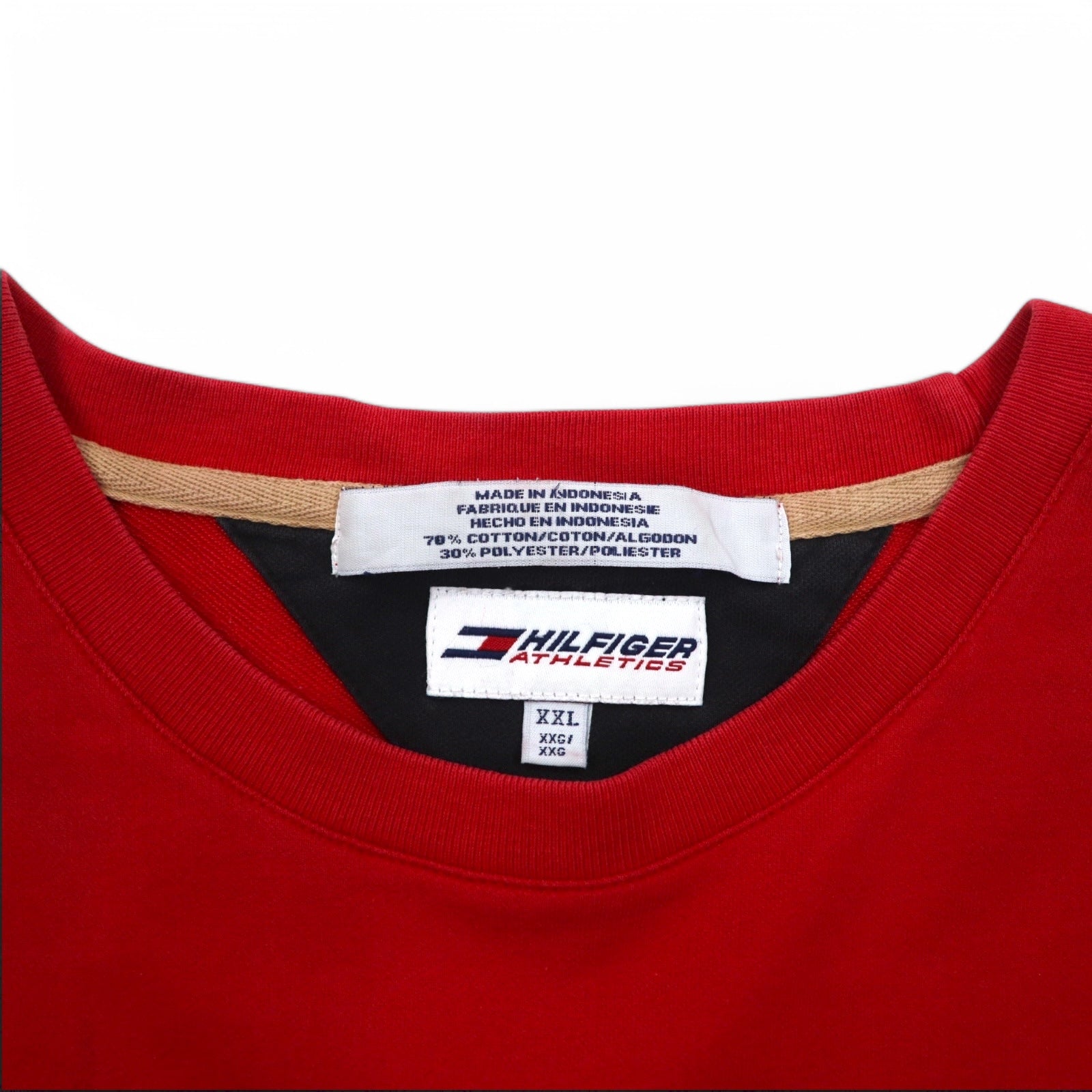 HILFIGER ATHLETICS (TOMMY HILFIGER) T-shirt a manica lunga, XXL, rosso, cotone