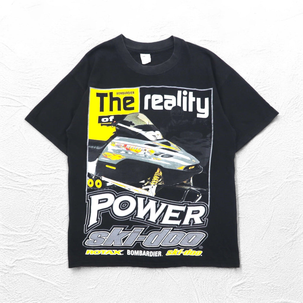 T-Shirt ONIGA SPORTSWEAR anni '90 con stampa motoslitta L, nera, in cotone, SKI-DOO