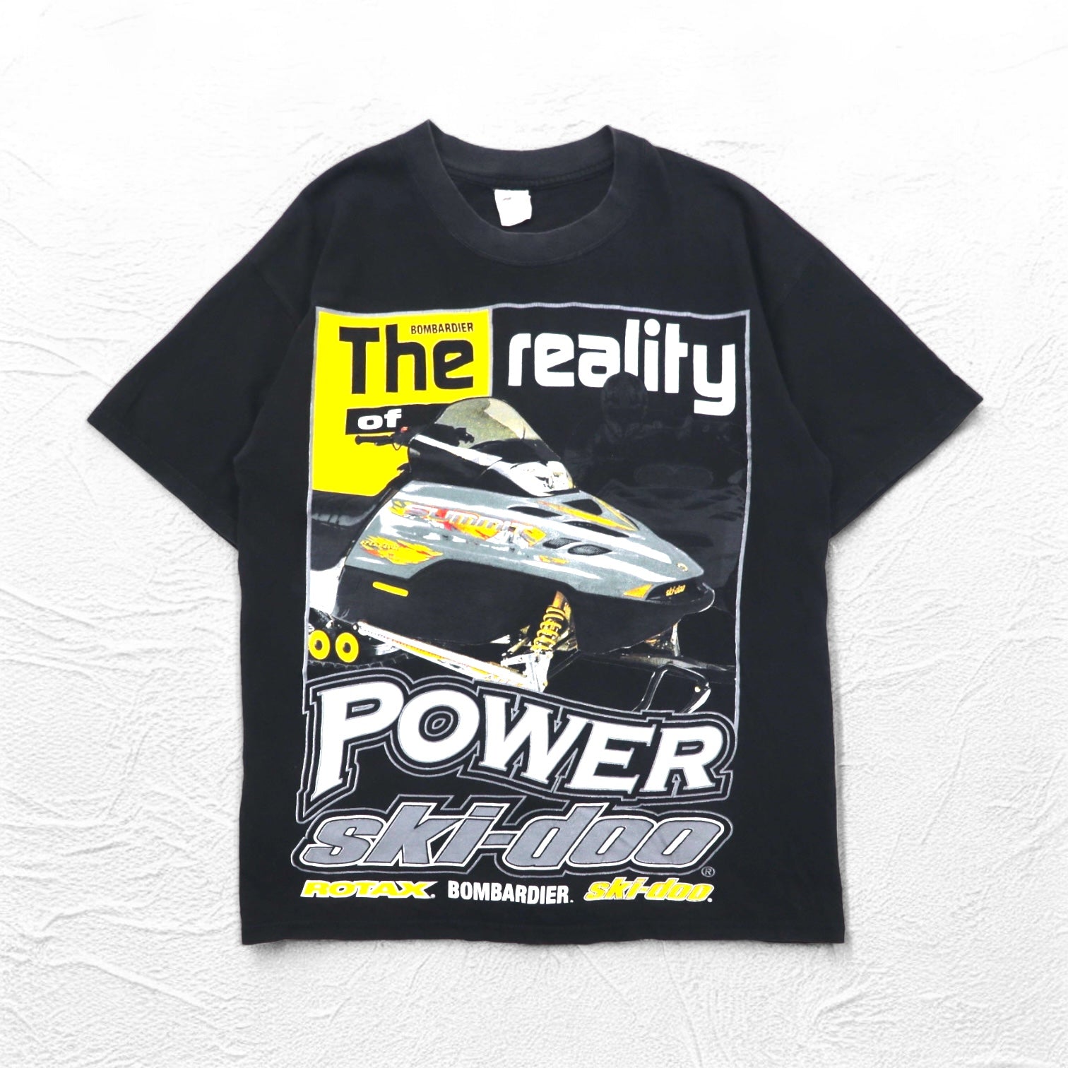 T-Shirt ONIGA SPORTSWEAR anni '90 con stampa motoslitta L, nera, in cotone, SKI-DOO