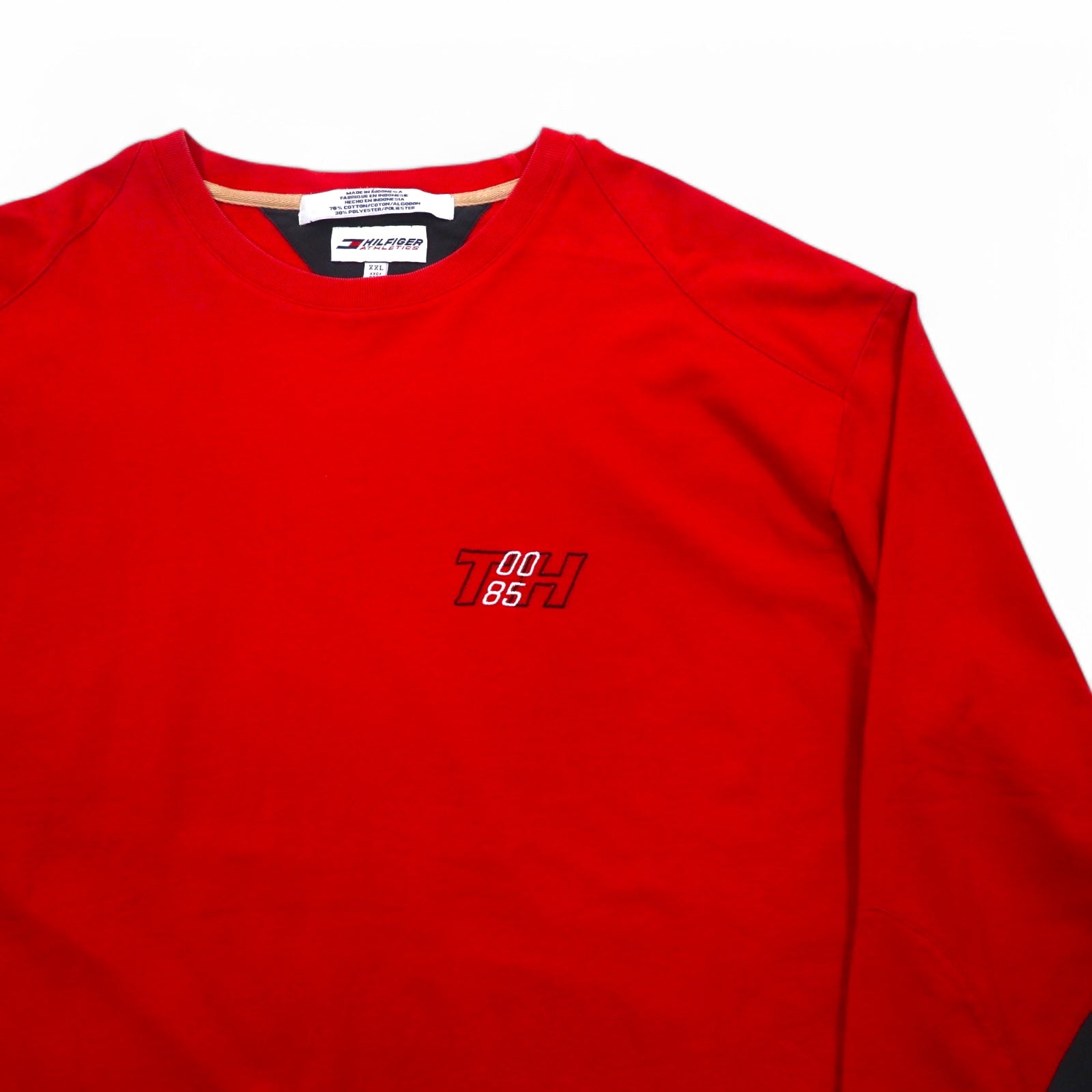 HILFIGER ATHLETICS (TOMMY HILFIGER) T-shirt a manica lunga, XXL, rosso, cotone