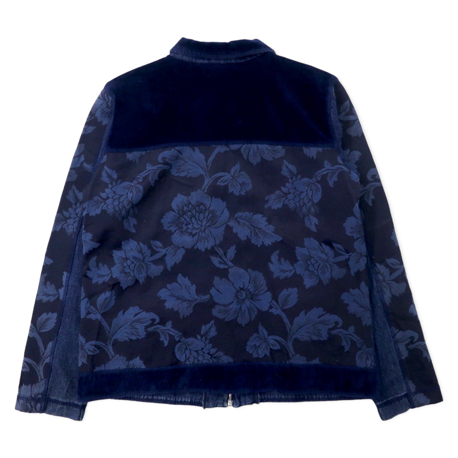 MARSHA SPORT USA Patchwork Giacca con zip design misto materiali M Blu navy Cotone Velluto Denim Fantasia floreale