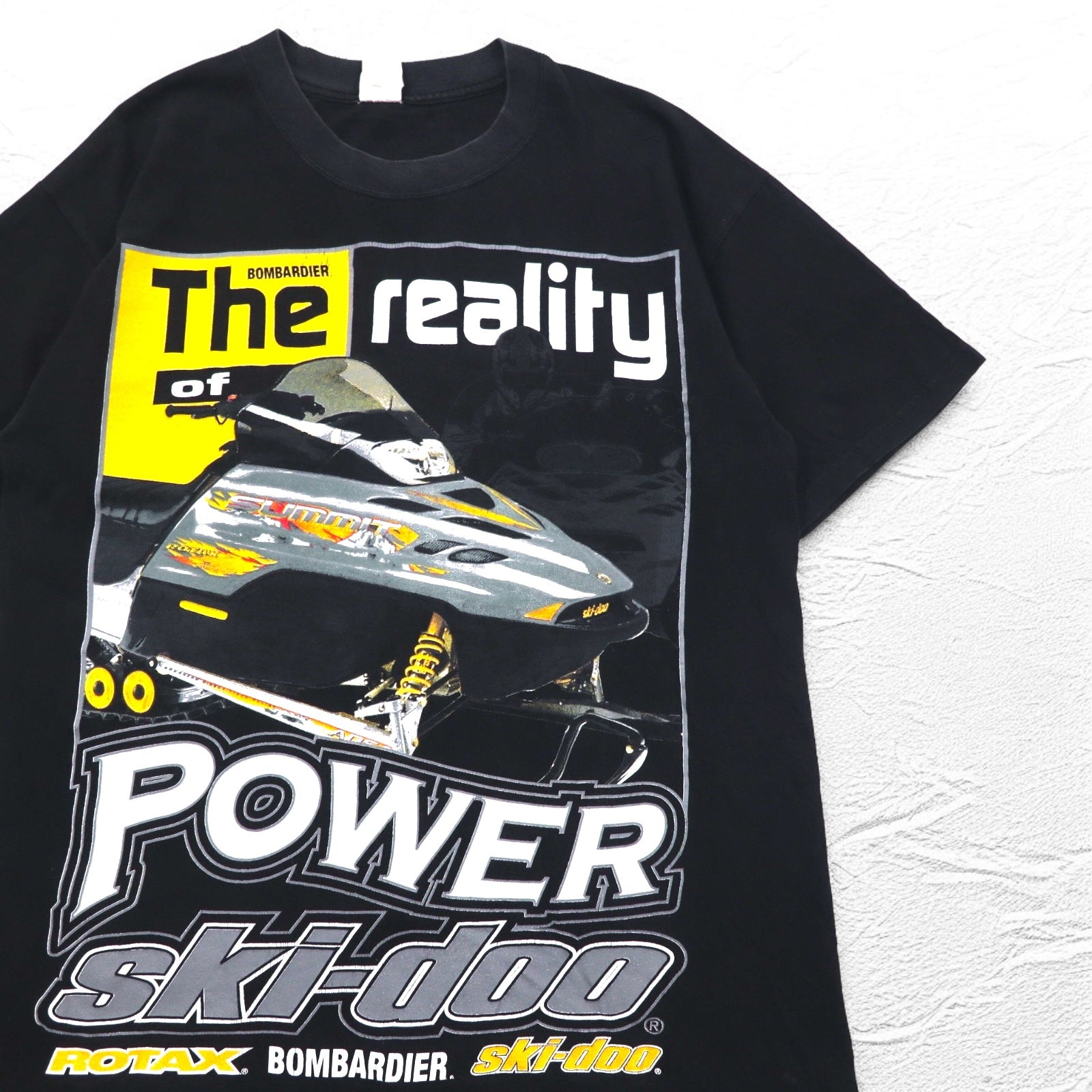 T-Shirt ONIGA SPORTSWEAR anni '90 con stampa motoslitta L, nera, in cotone, SKI-DOO