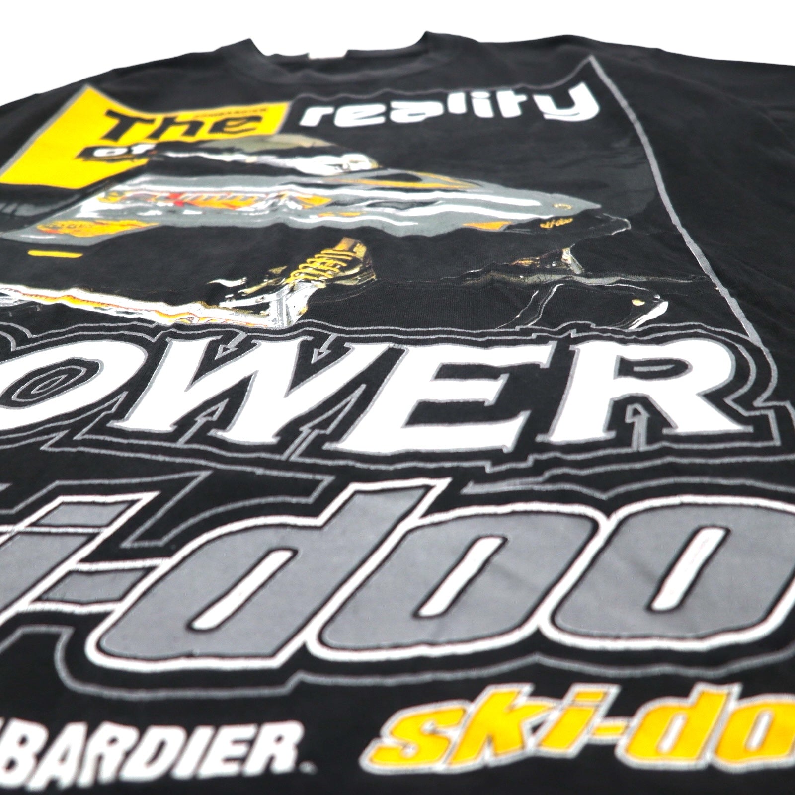 T-Shirt ONIGA SPORTSWEAR anni '90 con stampa motoslitta L, nera, in cotone, SKI-DOO