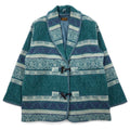 Eddie Bauer anni '90, made in USA, giacca in lana blu con collo a scialle, fodera coperta, motivo nativo, bottoni a alamaro, taglia XL
