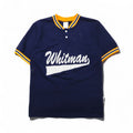 Maglia da gioco in mesh Athletic Knit anni '90, taglia M, blu navy, NCAA Whitman College, numerata, scollo a serafino