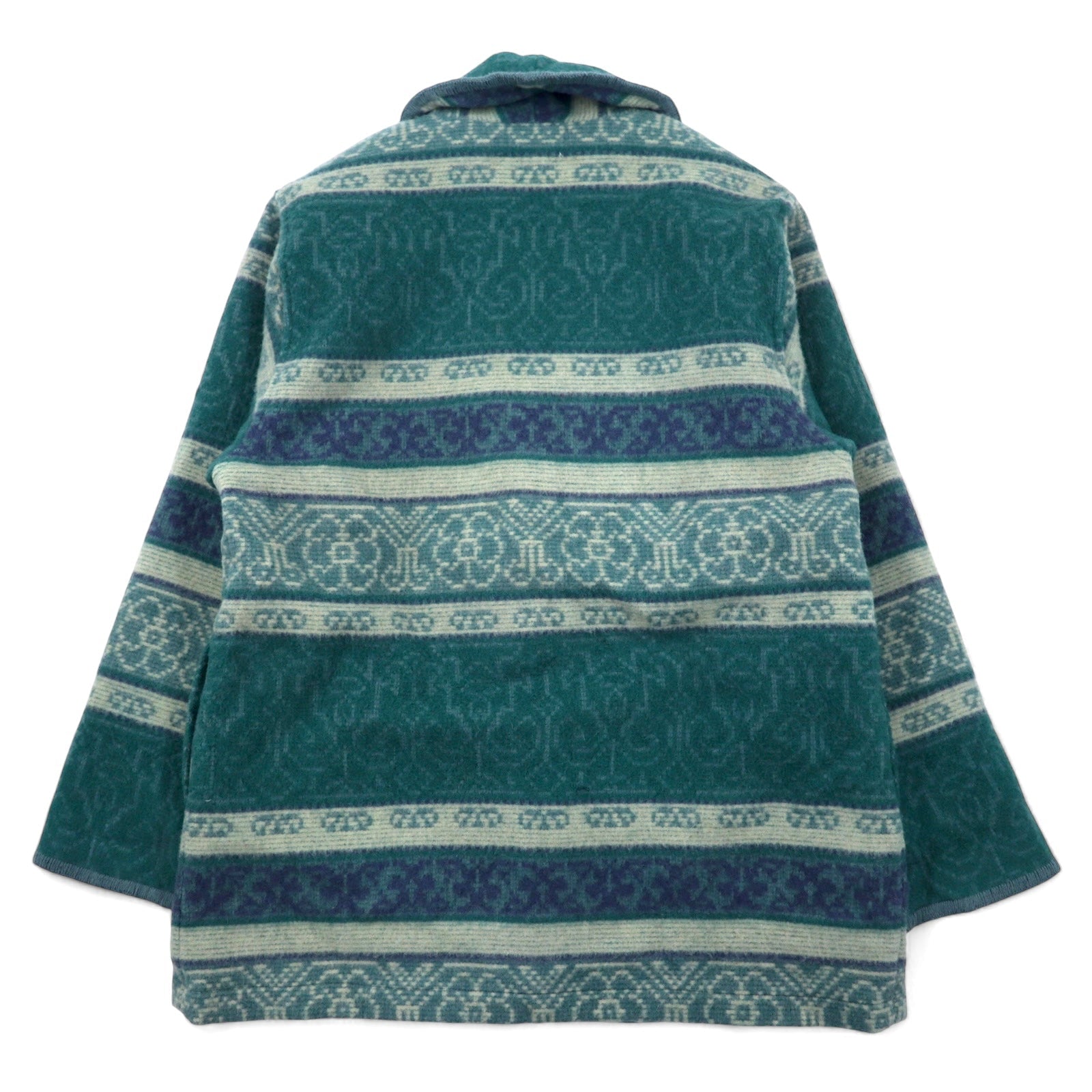 Eddie Bauer anni '90, made in USA, giacca in lana blu con collo a scialle, fodera coperta, motivo nativo, bottoni a alamaro, taglia XL