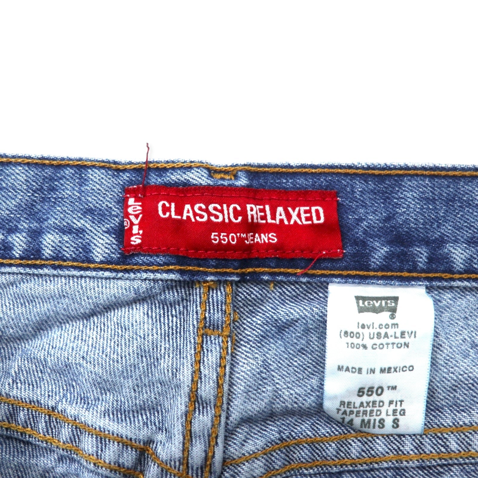 Levi's anni 2000 CLASSIC RELAXED 550 Jeans Tapered 14 Blu Cotone RELAXED FIT TAPERED LEG Fatto in Messico