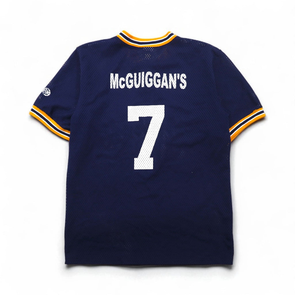 Maglia da gioco in mesh Athletic Knit anni '90, taglia M, blu navy, NCAA Whitman College, numerata, scollo a serafino