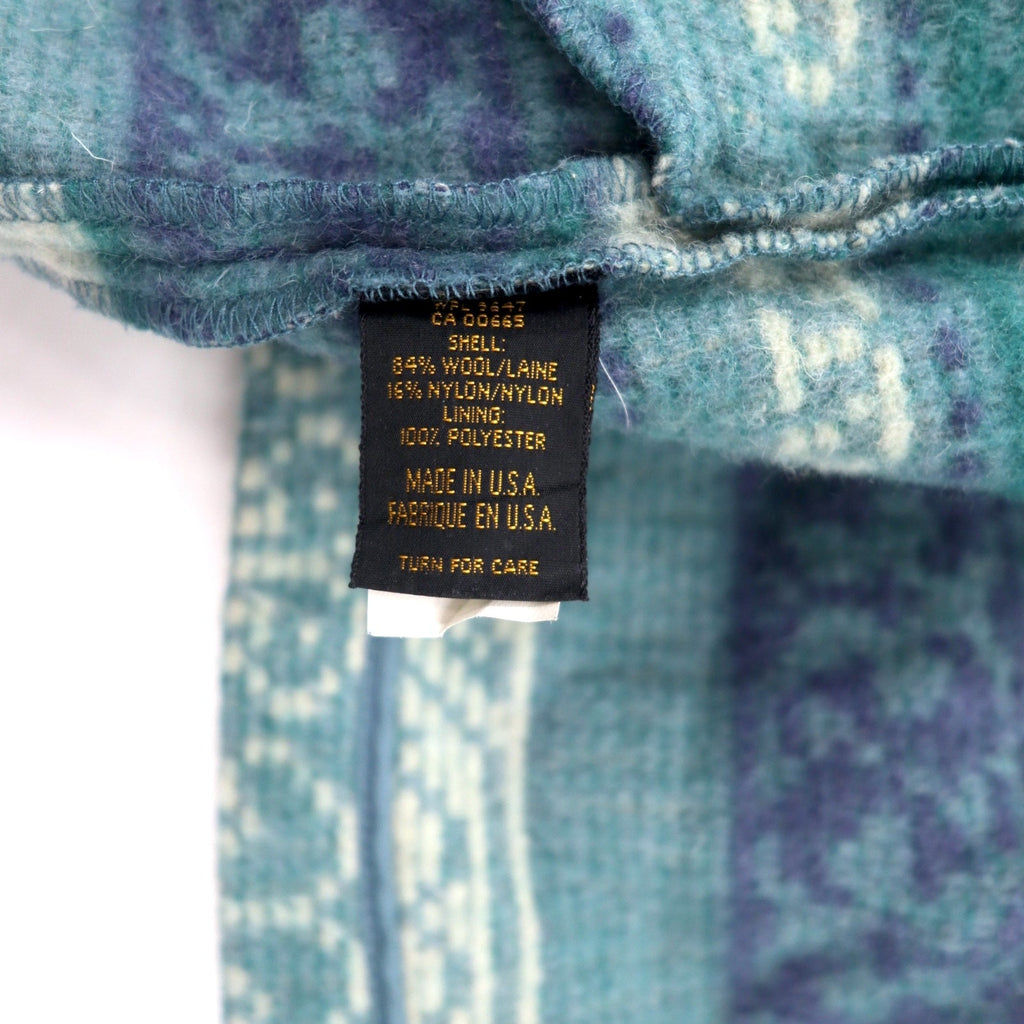 Eddie Bauer anni '90, made in USA, giacca in lana blu con collo a scialle, fodera coperta, motivo nativo, bottoni a alamaro, taglia XL