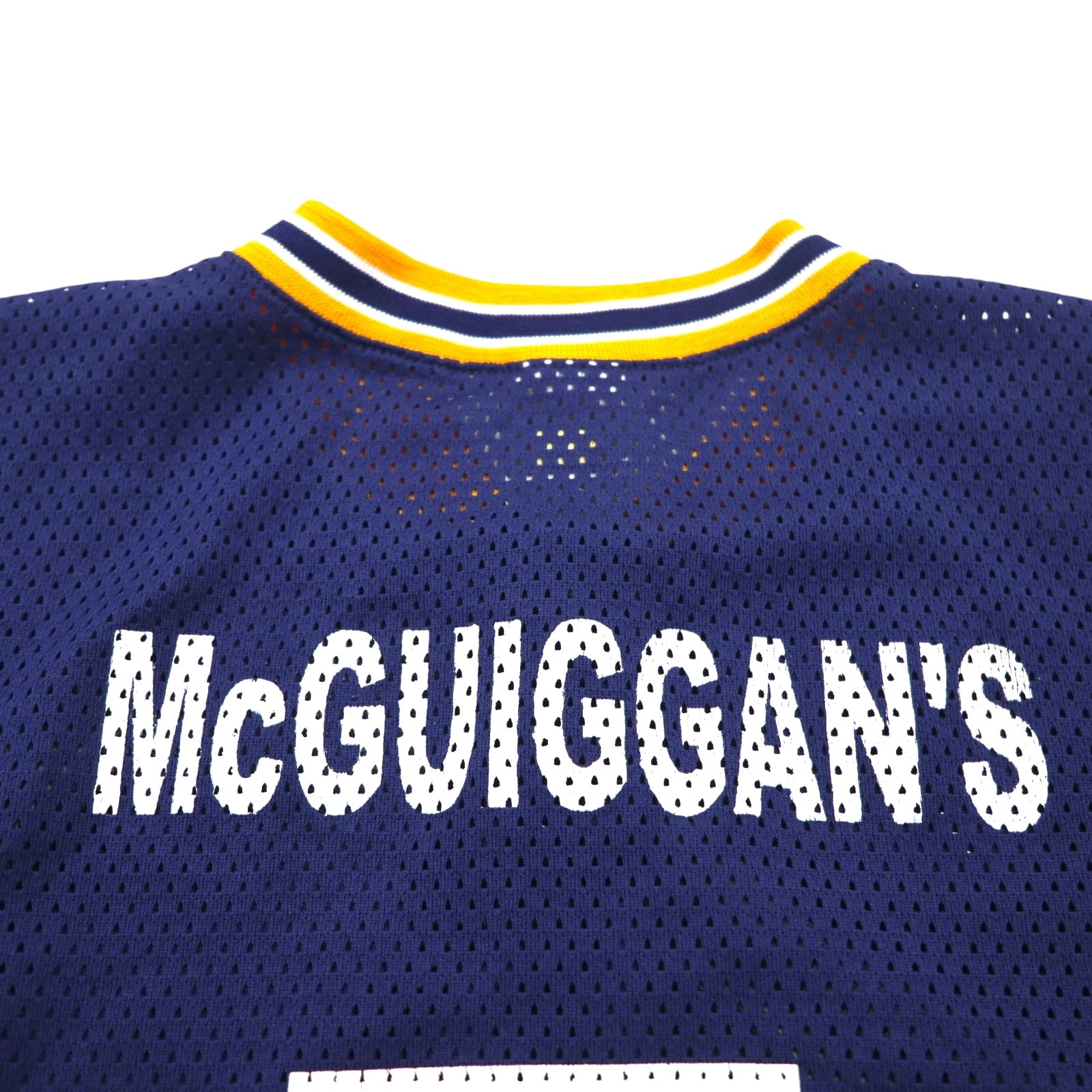 Maglia da gioco in mesh Athletic Knit anni '90, taglia M, blu navy, NCAA Whitman College, numerata, scollo a serafino