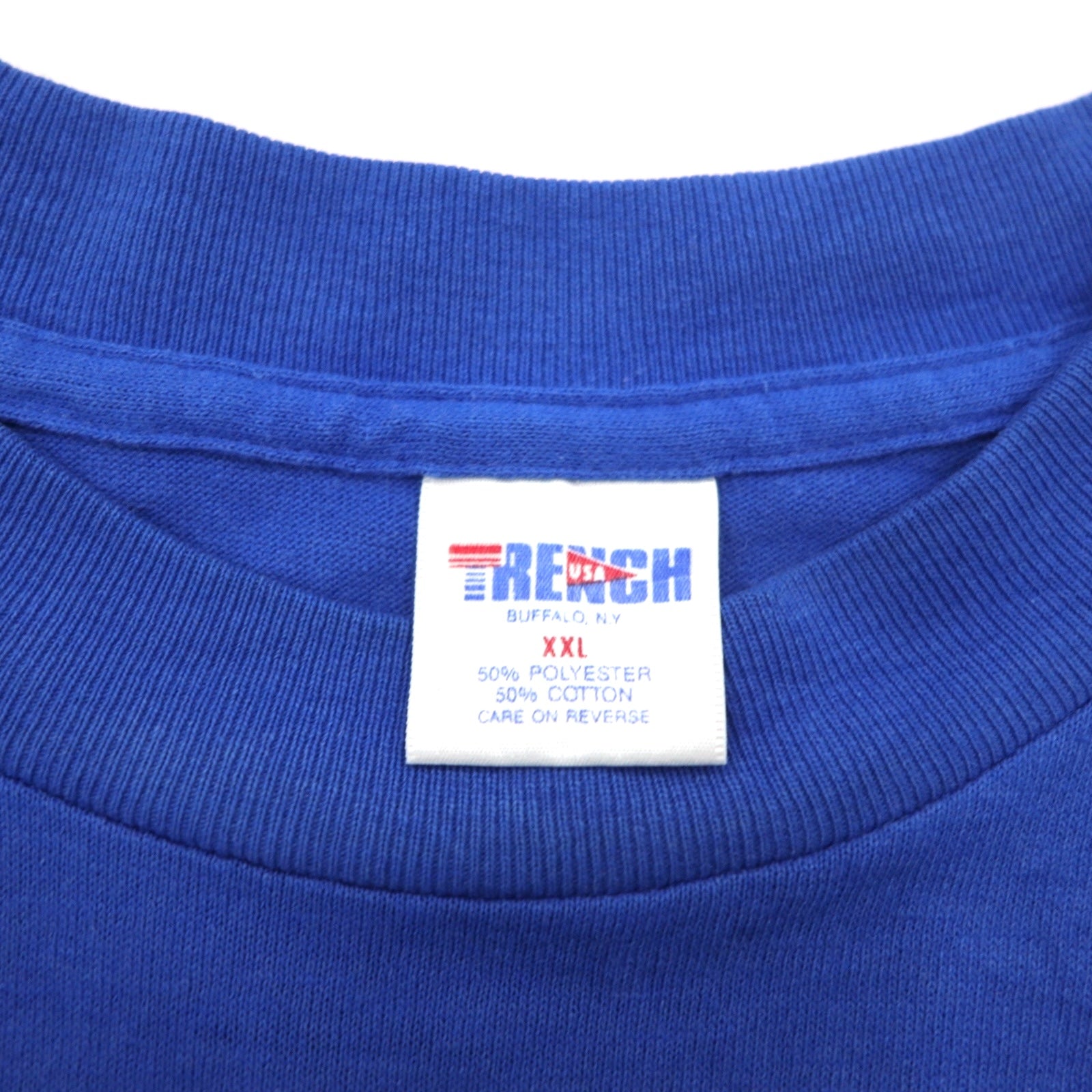 TRENCH anni '90 USA NEW YORK GIANTS T-shirt stampata 2XL blu cotone WORLD CHAMPS