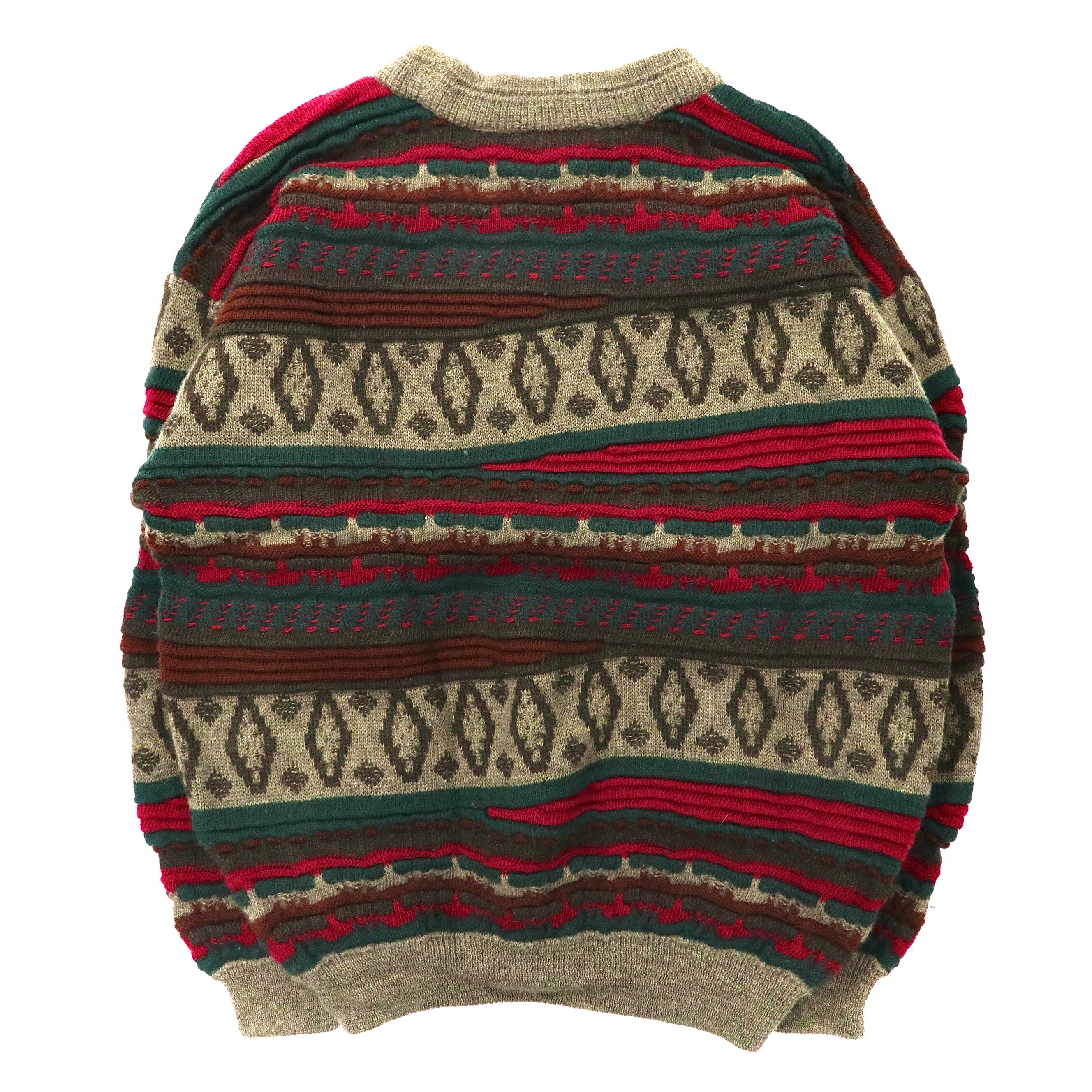 IL DANTE Maglione 3D in maglia oversize S Marrone Fantasia anni '90 Made in Australia in Lana