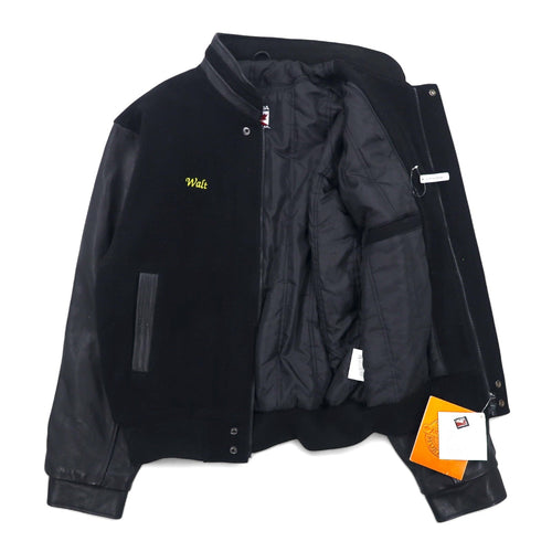 CANADA SPORTSWEAR Giubbotto college con maniche in pelle, taglia L, nero, lana, pelle bovina, ricamo NUHN, nuovo con etichette