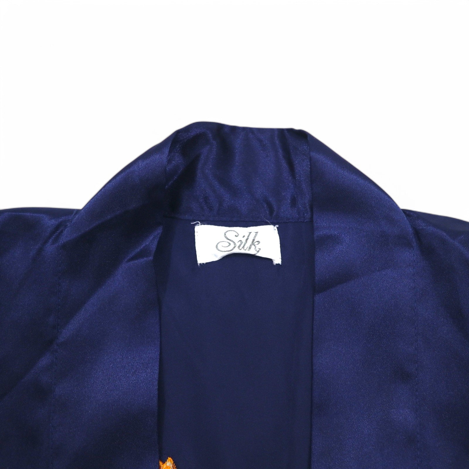 Vestaglia Vintage in Raso Souvenir, Vestaglia Kimono in Raso Souvenir, TAGLIA UNICA, Blu Navy, Ricamo Drago
