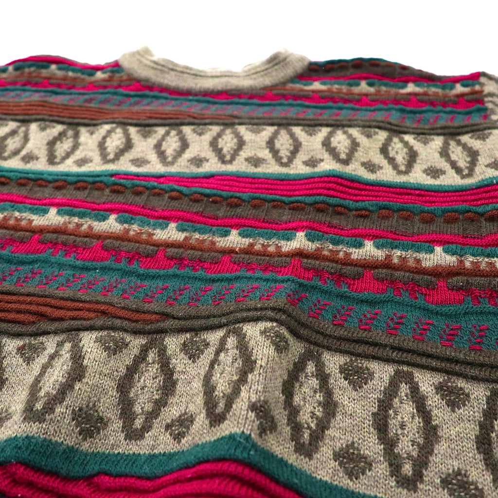 IL DANTE Maglione 3D in maglia oversize S Marrone Fantasia anni '90 Made in Australia in Lana