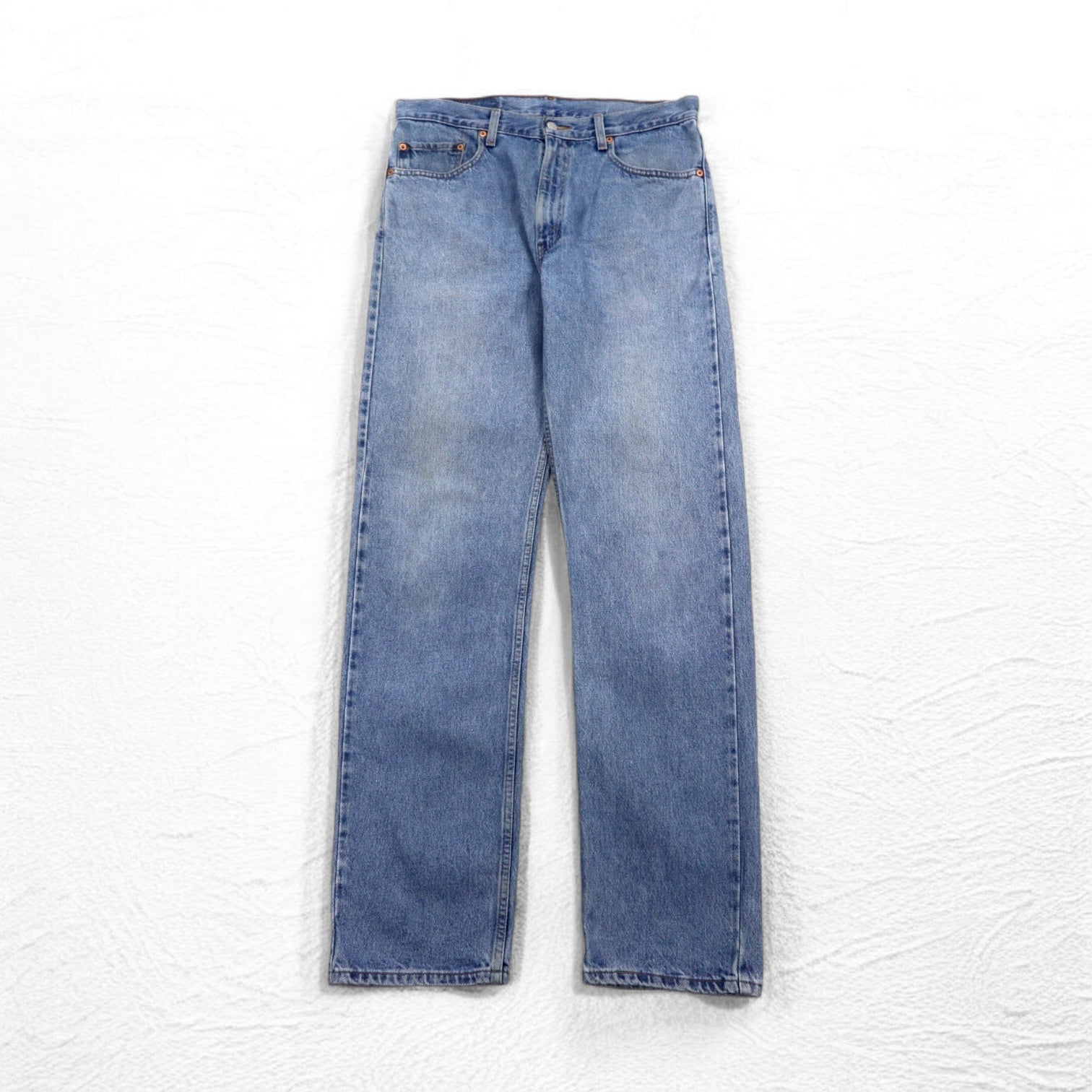 Levi's anni 2000 505 REGULAR FIT STRAIGHT LEG Jeans Affusolati Blu Indigo con Cerniera 505-4891 Made in El Salvador