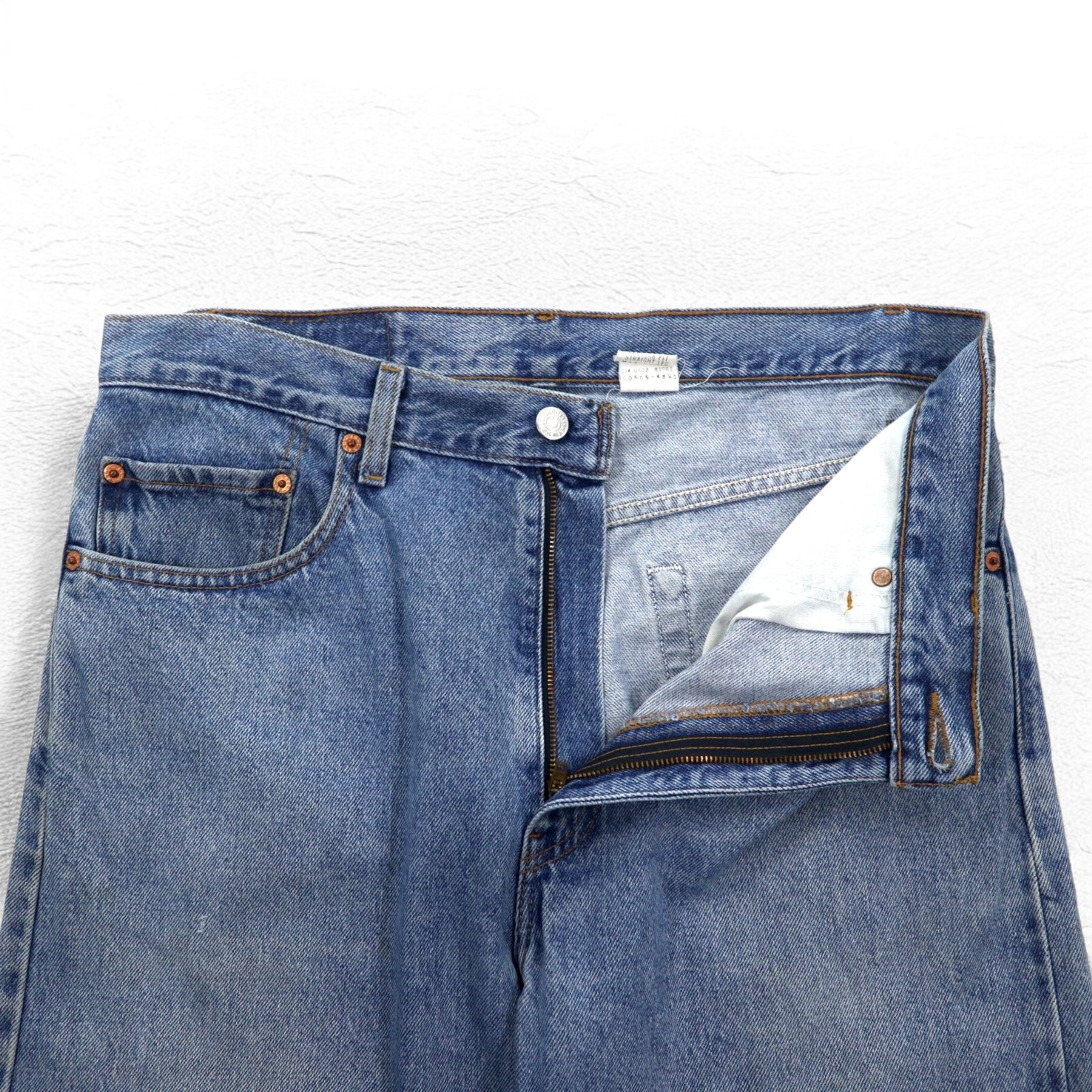 Levi's anni 2000 505 REGULAR FIT STRAIGHT LEG Jeans Affusolati Blu Indigo con Cerniera 505-4891 Made in El Salvador