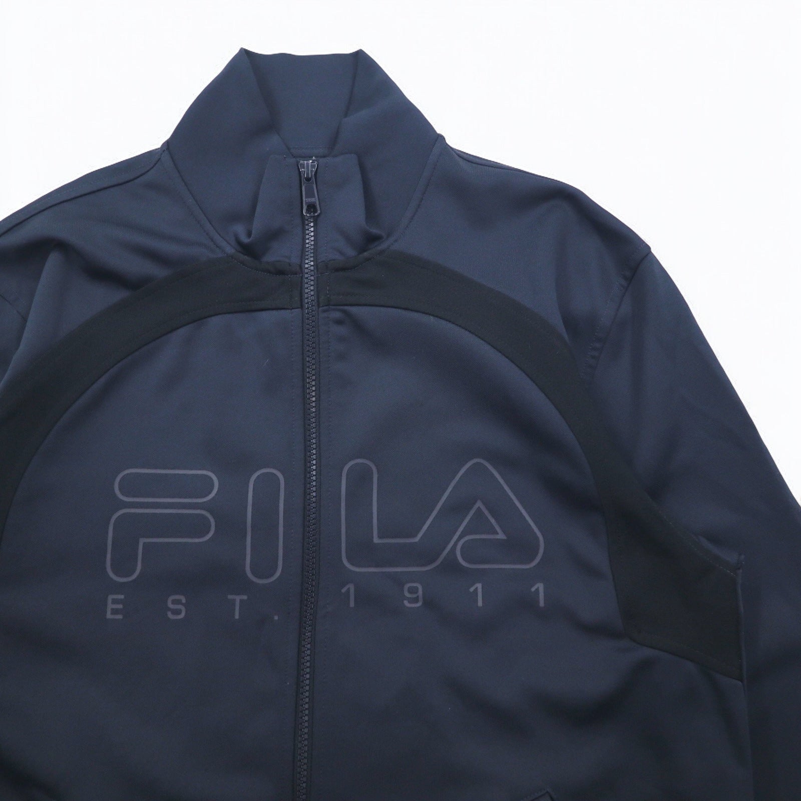 F-BOX by FILA Giacca da Tuta a Collo Alto, Colletto a Listino, M, Blu Navy, Logo Stampato