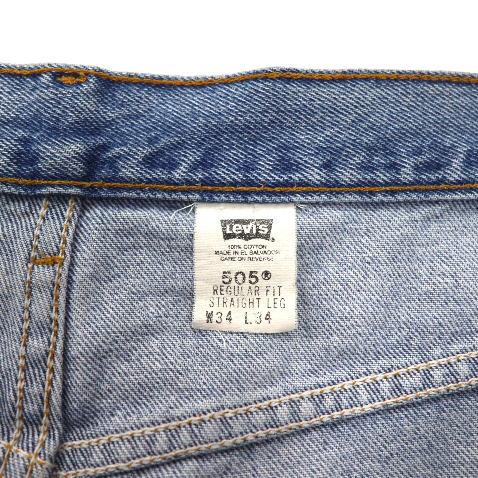 Levi's anni 2000 505 REGULAR FIT STRAIGHT LEG Jeans Affusolati Blu Indigo con Cerniera 505-4891 Made in El Salvador