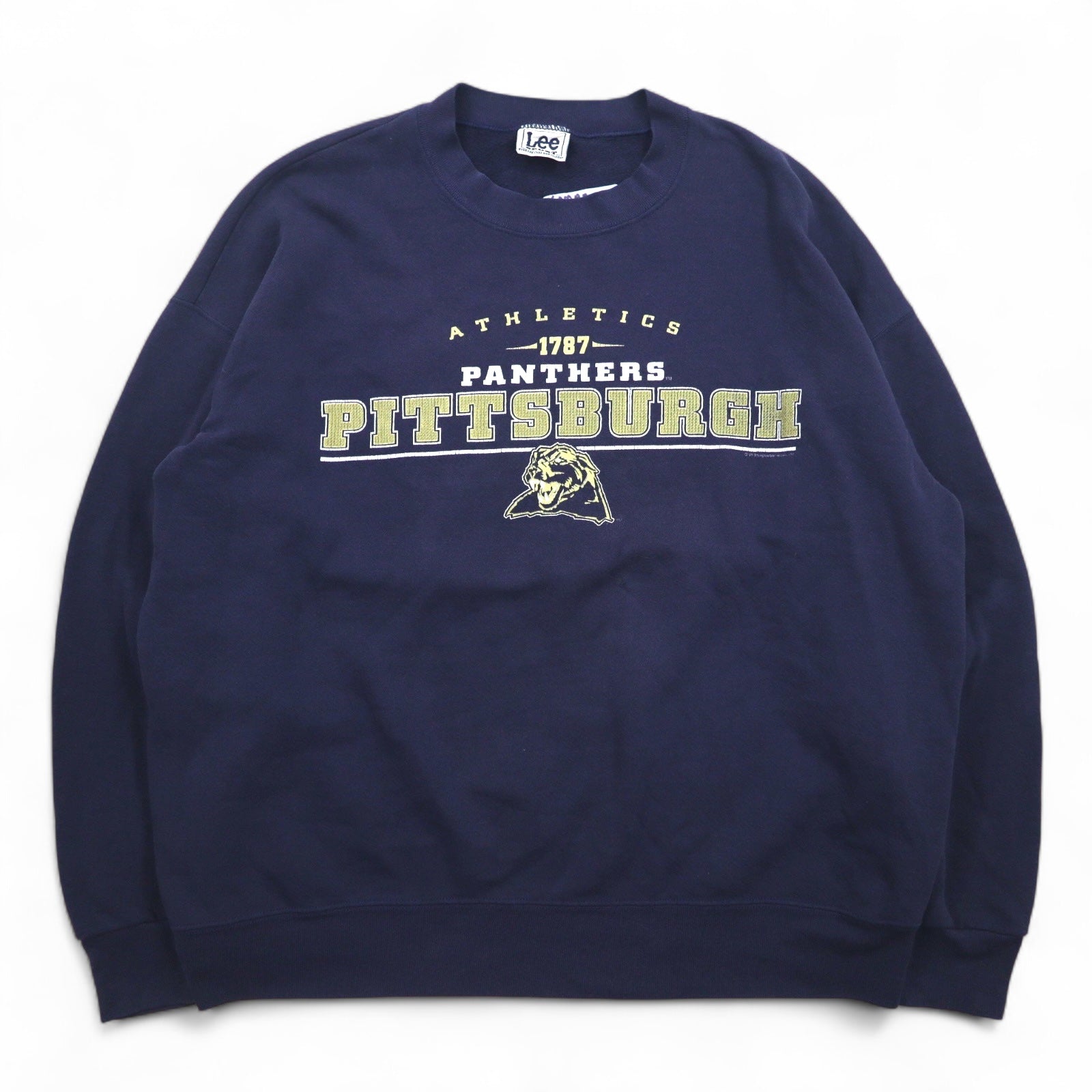 Lee SPORT anni '90 felpa college L blu navy stampa football PANTHERS PITTSBURGH