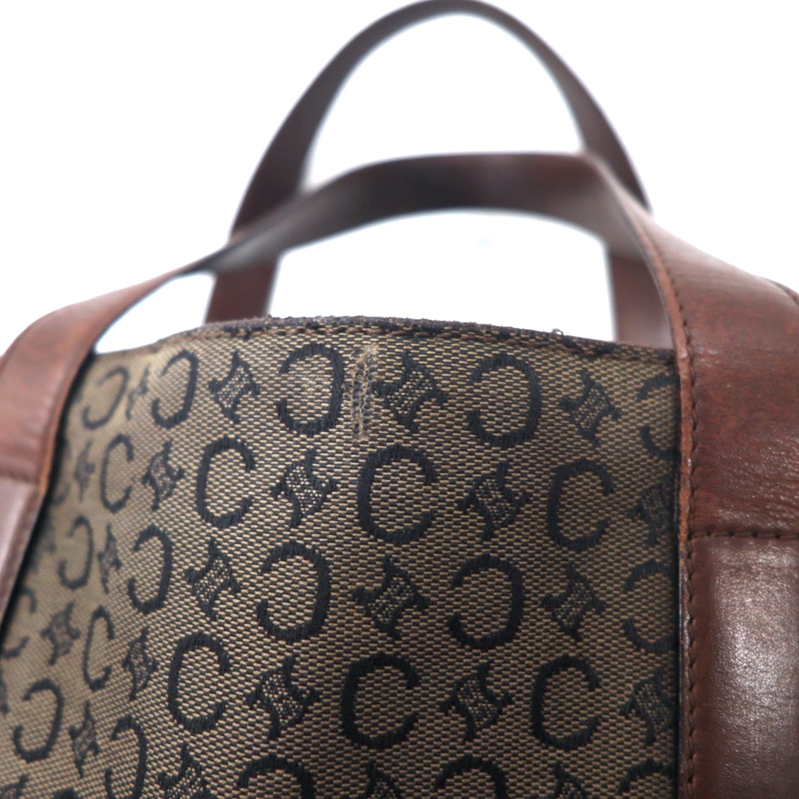 CELINE Made in Italy Old C Macadam Mini Tote Bag Brown Canvas Leather Triomphe MC99/2