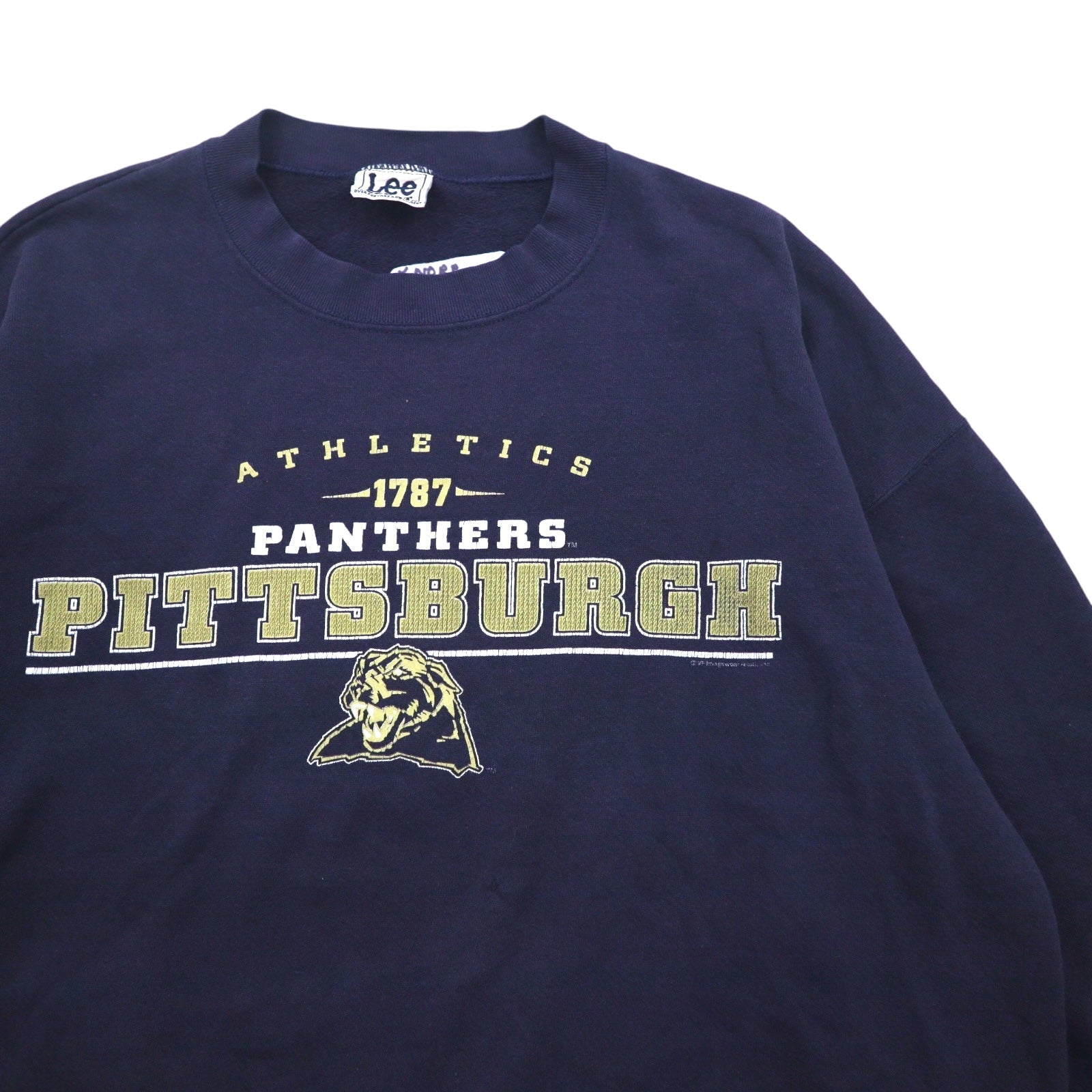 Lee SPORT anni '90 felpa college L blu navy stampa football PANTHERS PITTSBURGH