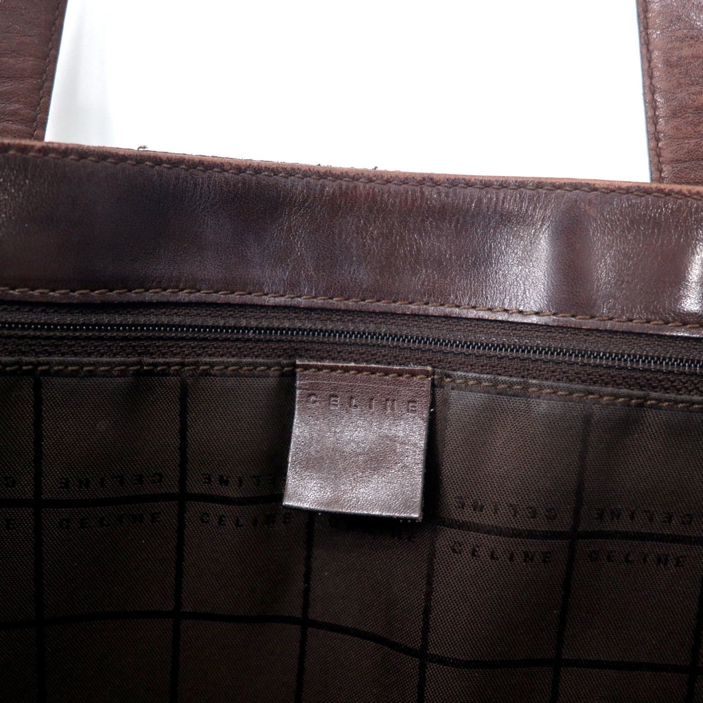 CELINE Made in Italy Old C Macadam Mini Tote Bag Brown Canvas Leather Triomphe MC99/2