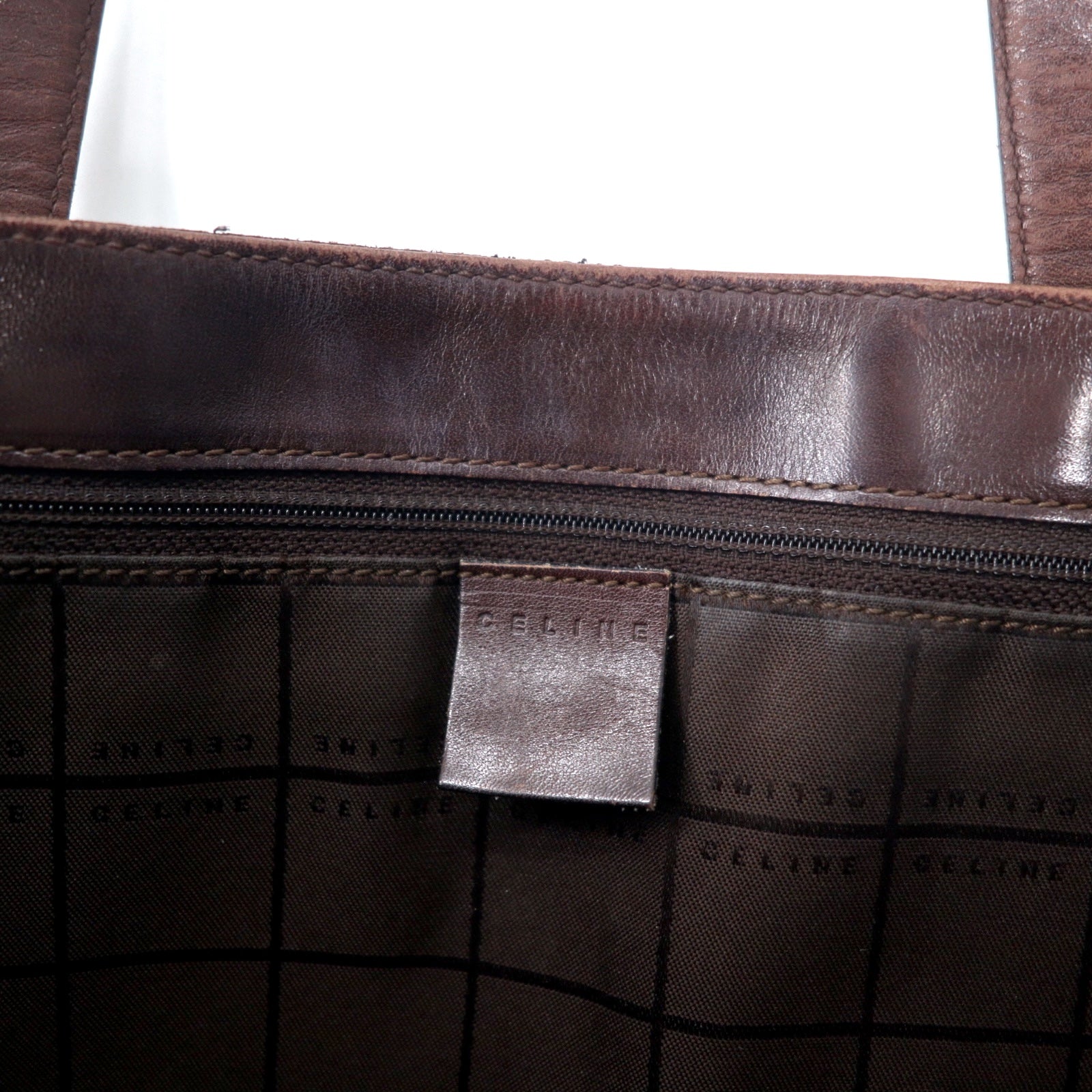 CELINE Made in Italy Old C Macadam Mini Tote Bag Brown Canvas Leather Triomphe MC99/2