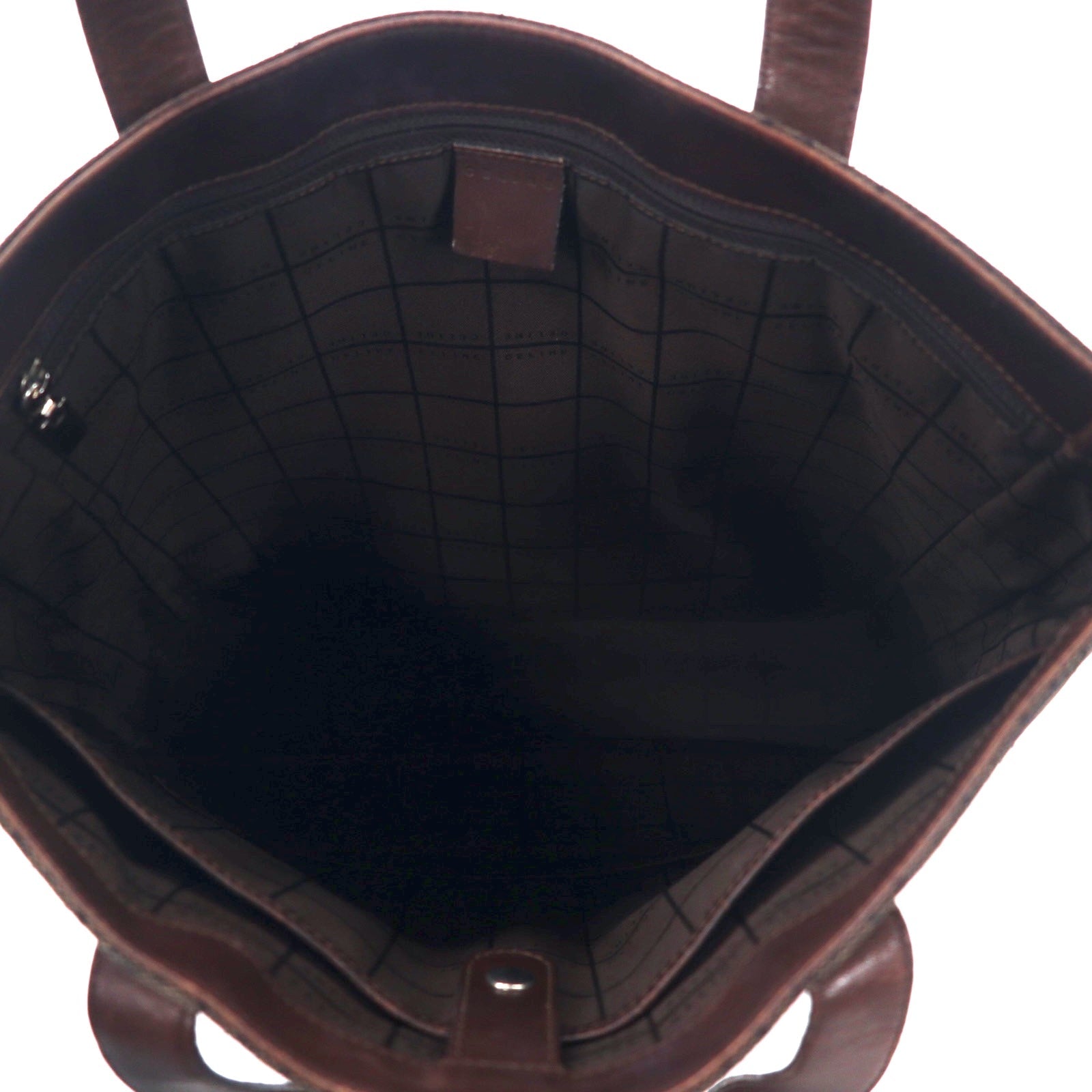 CELINE Made in Italy Old C Macadam Mini Tote Bag Brown Canvas Leather Triomphe MC99/2